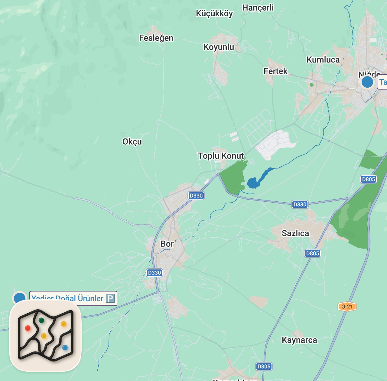 Map preview for 1750 GRAM ET YEDİK 275 LİRA ÖDEDİK | ERMİŞLER KASABI BOR NİĞDE