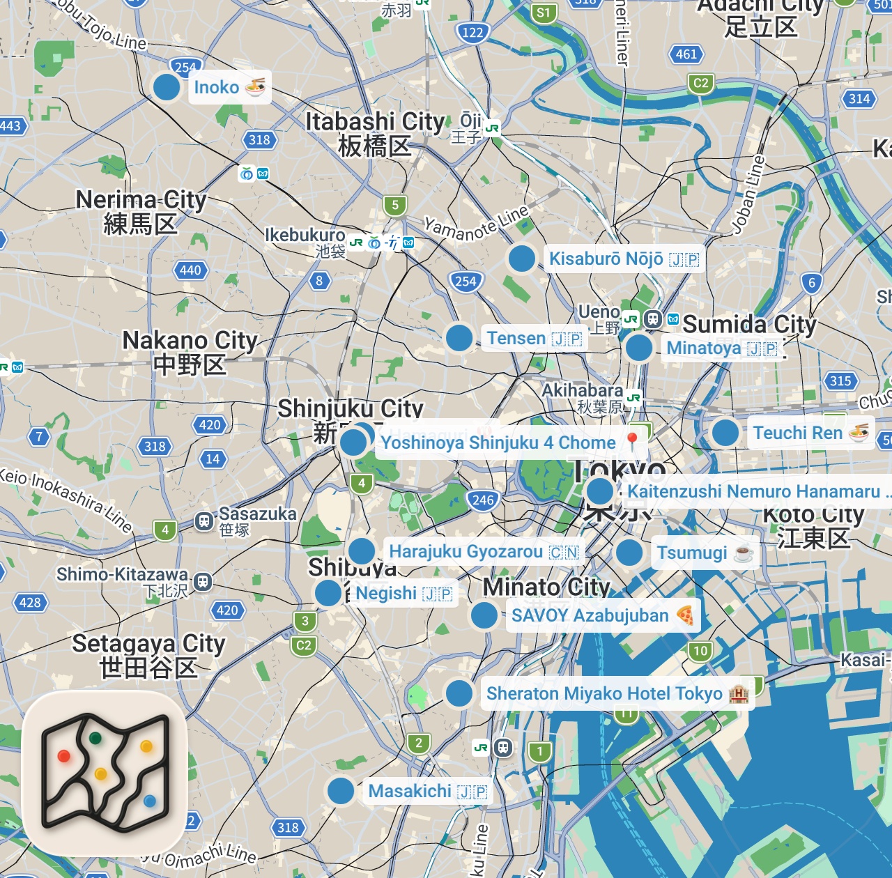 Map preview for 15 Must-Try Restaurants in Tokyo for Amazing Food! | Best Tokyo Food Guide