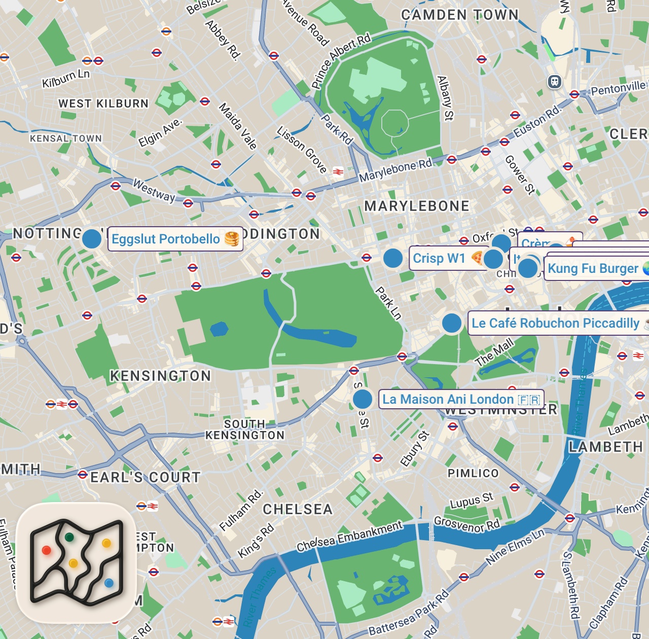 Map of 10 spots from I Tried London’s Most Overrated Food