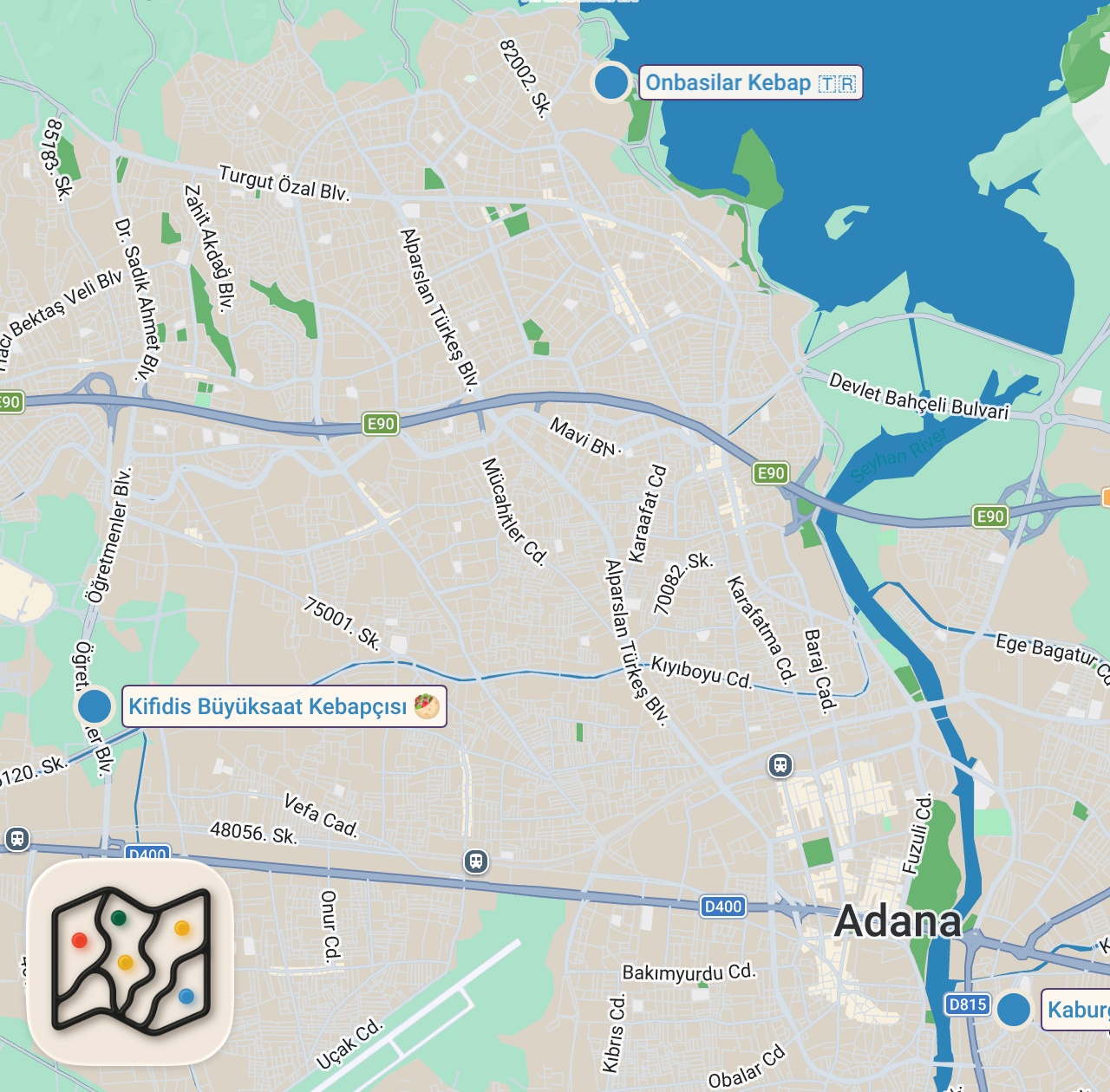 Map of 3 spots from Gerçek Adana Kebap Tarifi Nasıl Olmalı? KEBABI KURTARACAĞIZ!