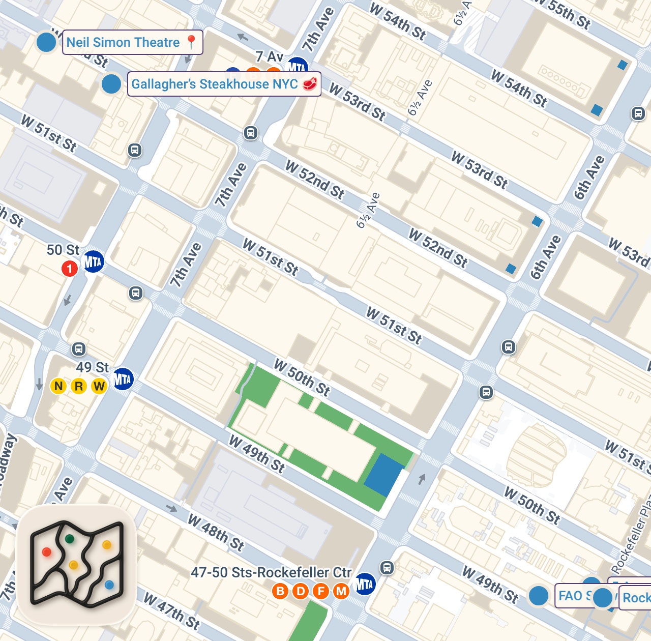 Map of 5 spots from Bryan Cranston & Jane Kaczmarek Share Hot Takes Over a Sandwich Feast — Let's Do Lunch