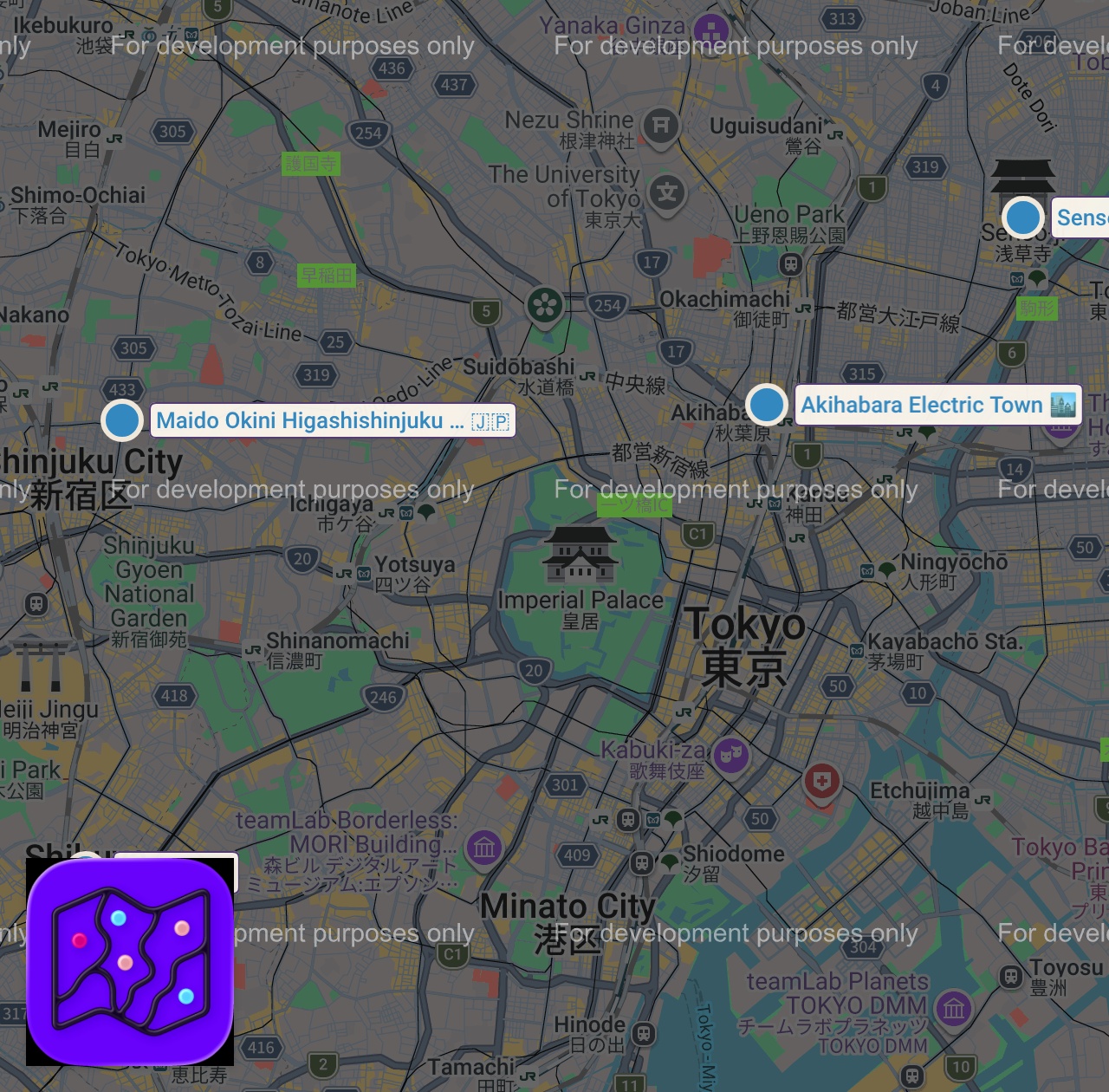 Map of 4 spots from How to Spend 5 Days in TOKYO - Japan Travel Itinerary