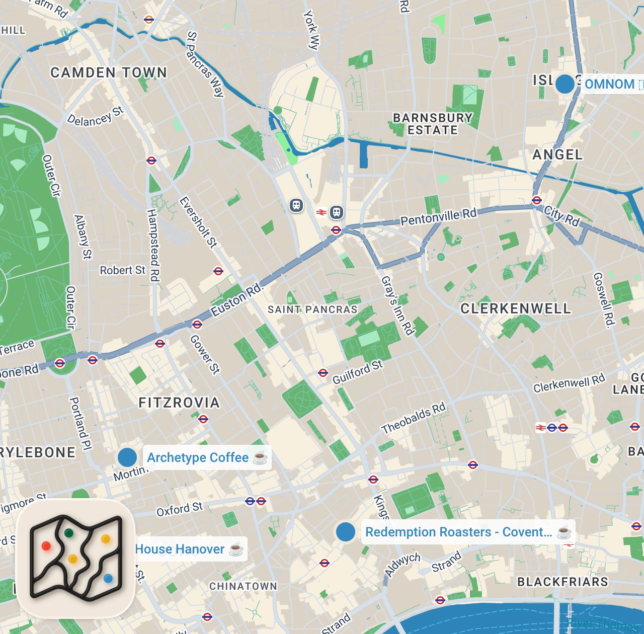 Map preview for Top 5 Coffee Shops in London - London Coffee Guide #londonvlog #travelfoodie #londontravel