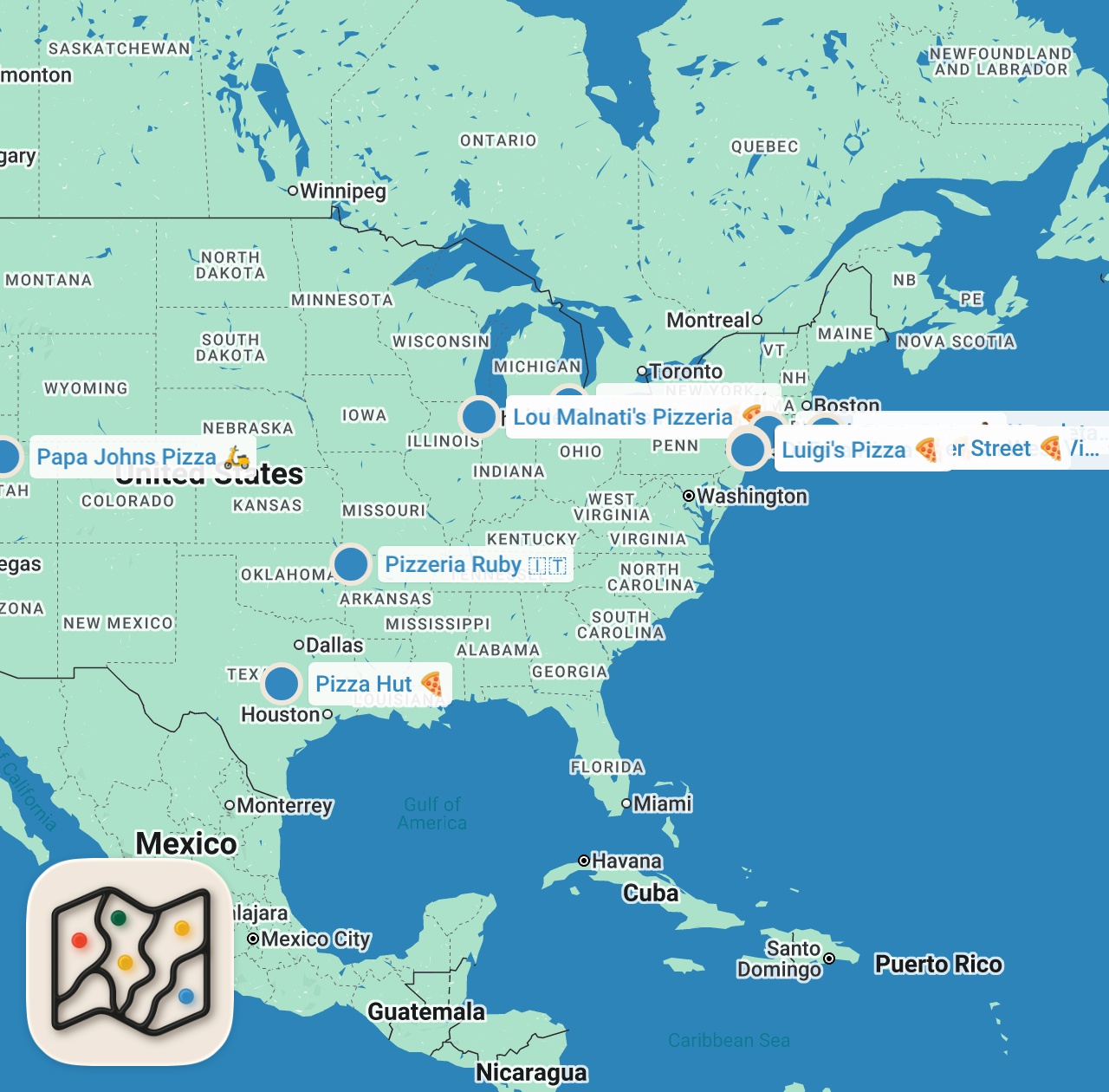 Map preview for I Tried The Best Pizza In America