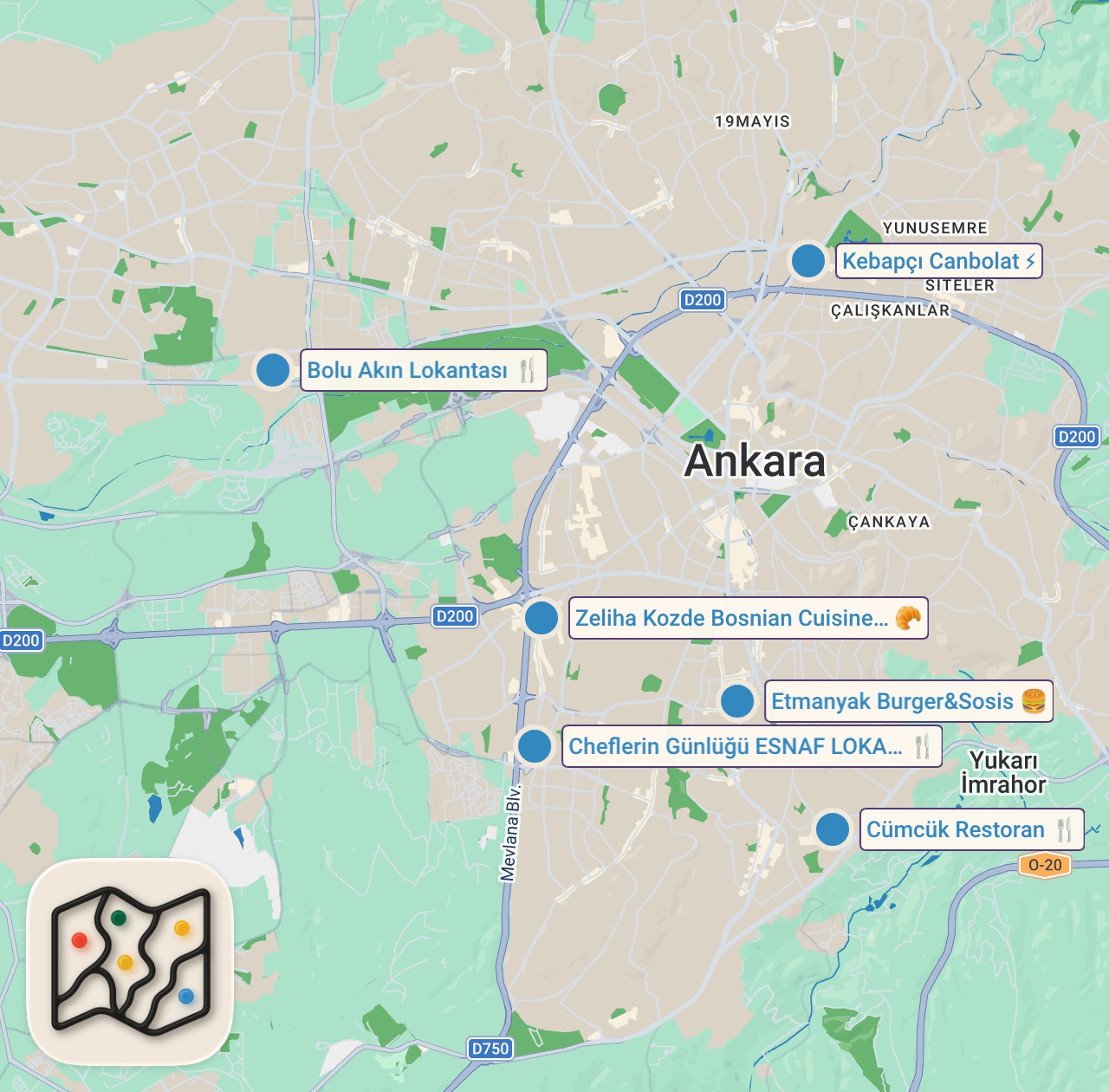Map preview for 360 TL’lik Esnaf Lokantası mı? 800 TL’lik mi? | Ankara Turu