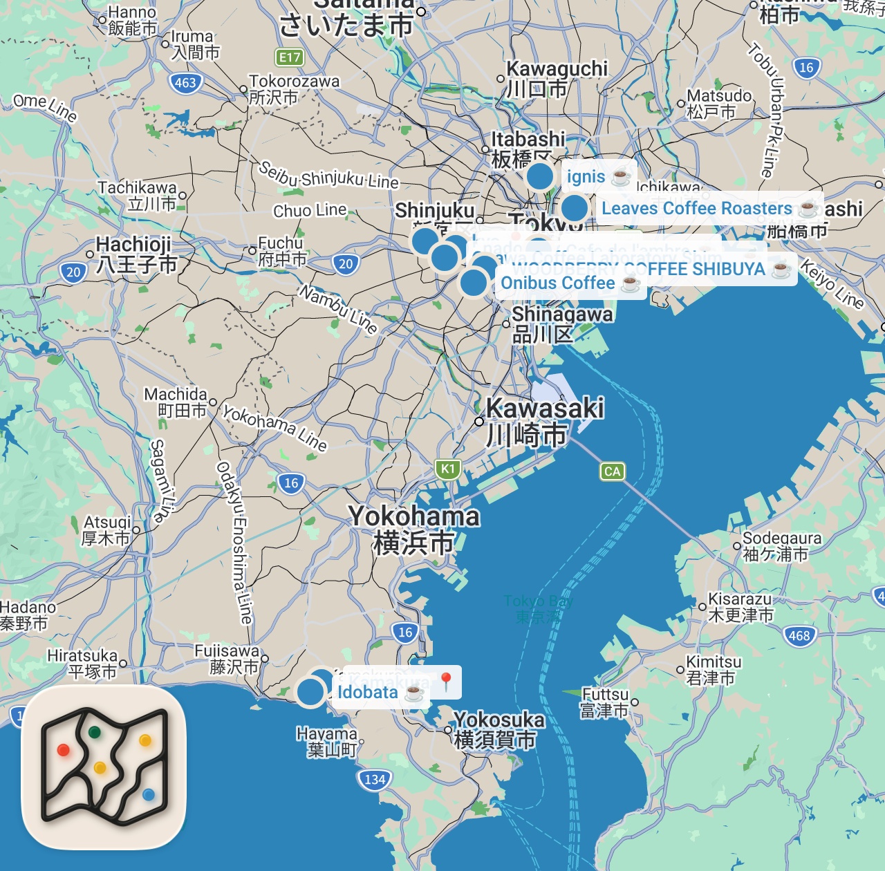 Map preview for 13 Japan coffee shops you should visit pt.2
