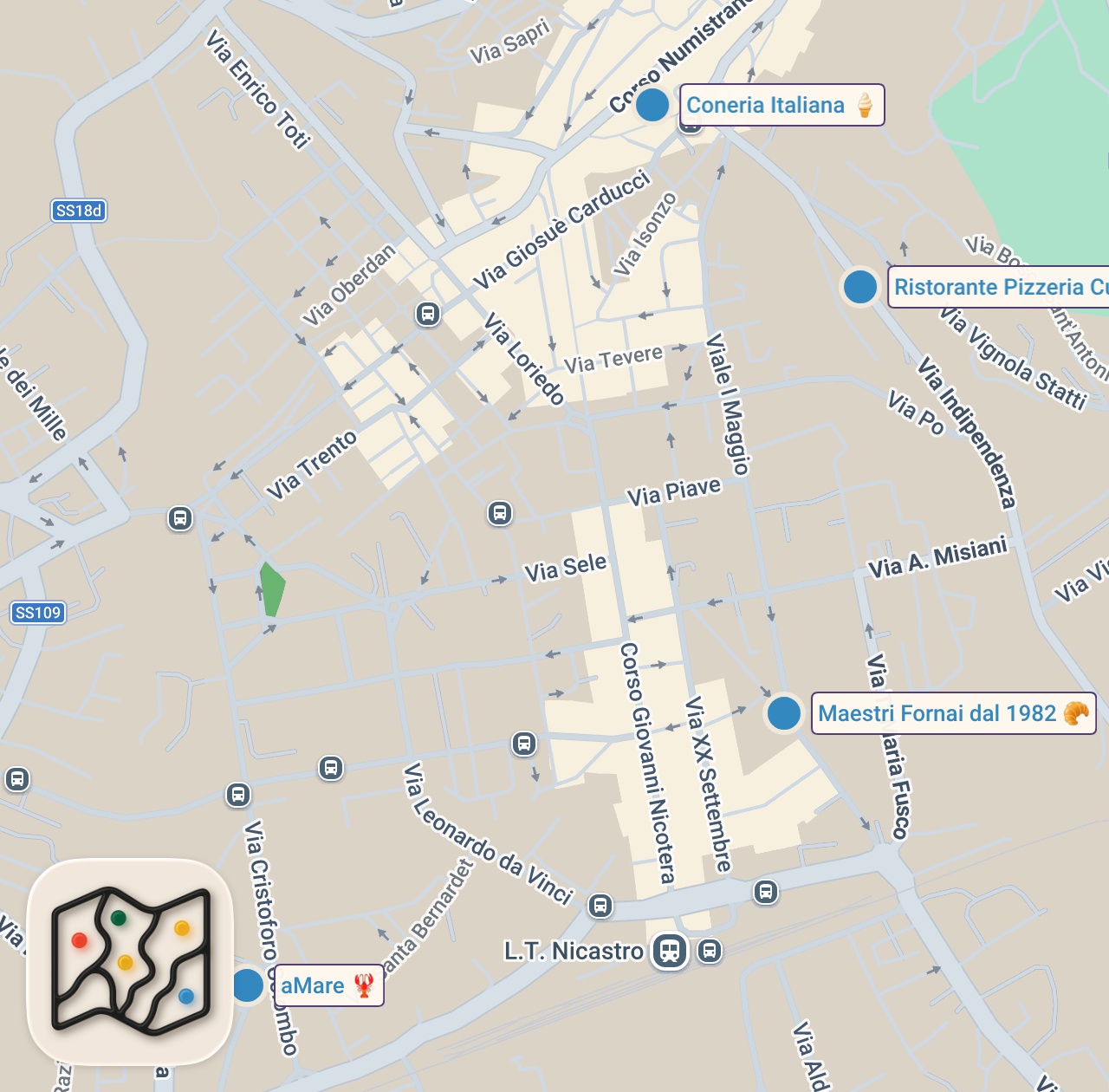 Map preview for 24H in Calabria | Italian Street Food, Seafood & Gelato in Lamezia Terme