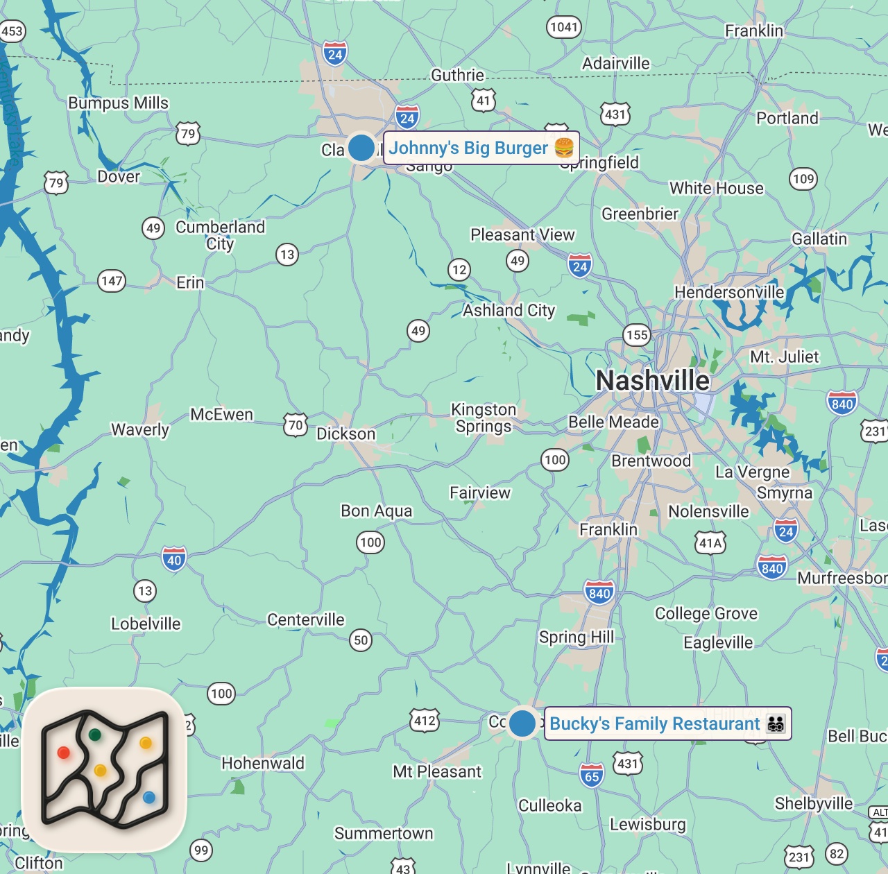Map of 3 spots from Eating at SKETCHY Restaurants For 24 Hours...