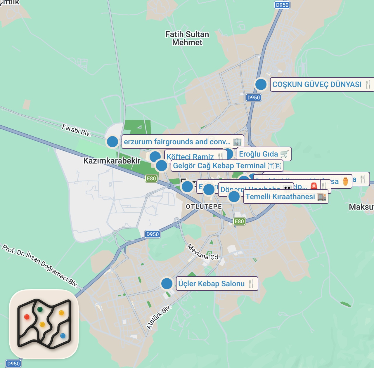 Map preview for ERZURUM’DA 1 GÜNDE NE YENİR!!! DÜNYALARI YEDİM!!!