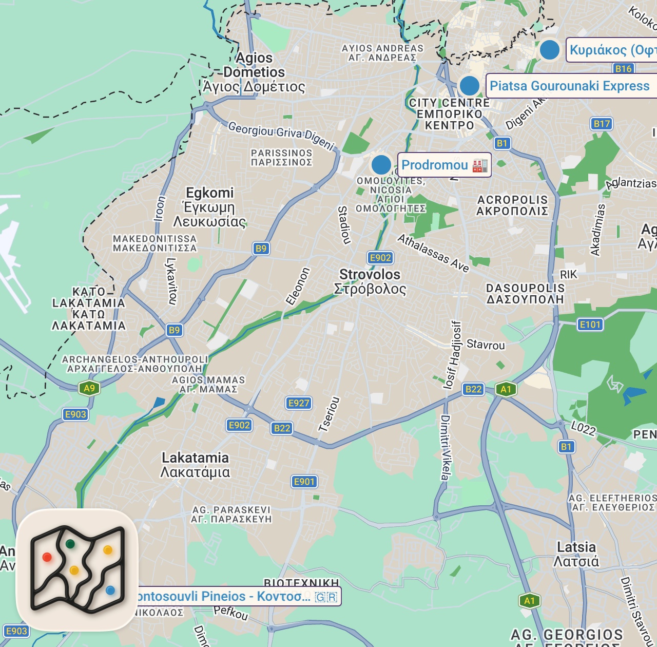 Map preview for CYPRUS FOOD TOUR - Stolen LAMB & Insane Kontosouvli in Nicosia!