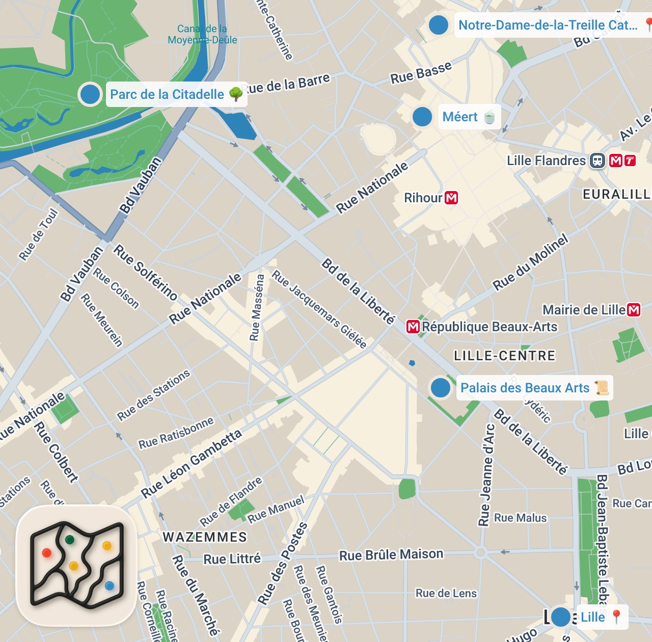 Map preview for A weekend in Lille vlog | pastries, art museums, and beautiful streets