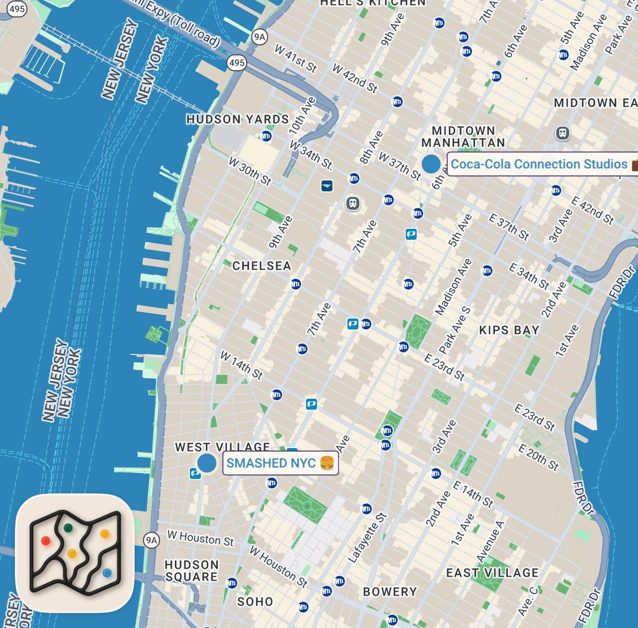 Map of 2 spots from My honest review of the current VIRAL FOODS in NYC (part 3) #shorts
