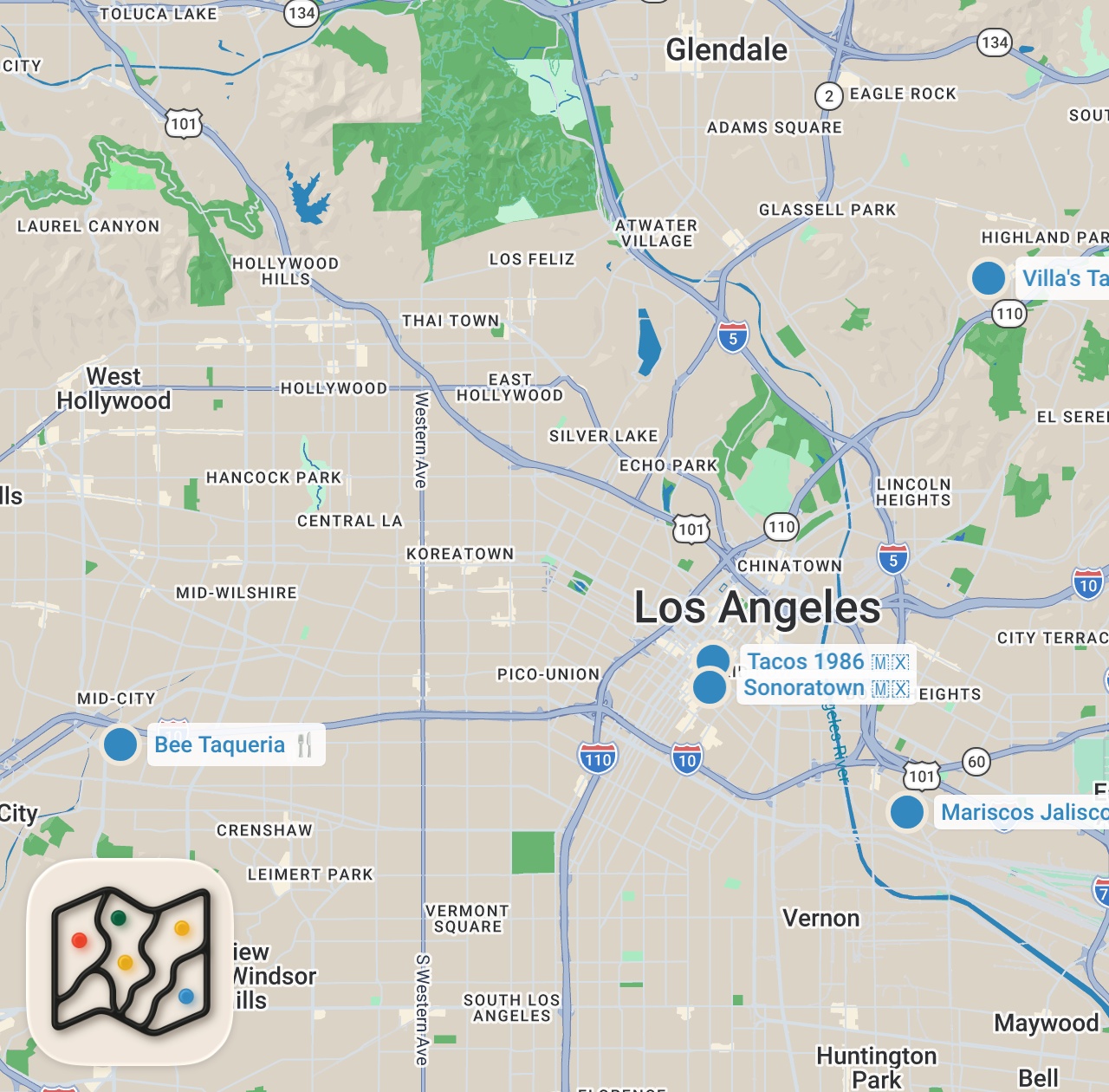Map preview for Finding The Best Tacos In Los Angeles | Food Tours | Insider Food