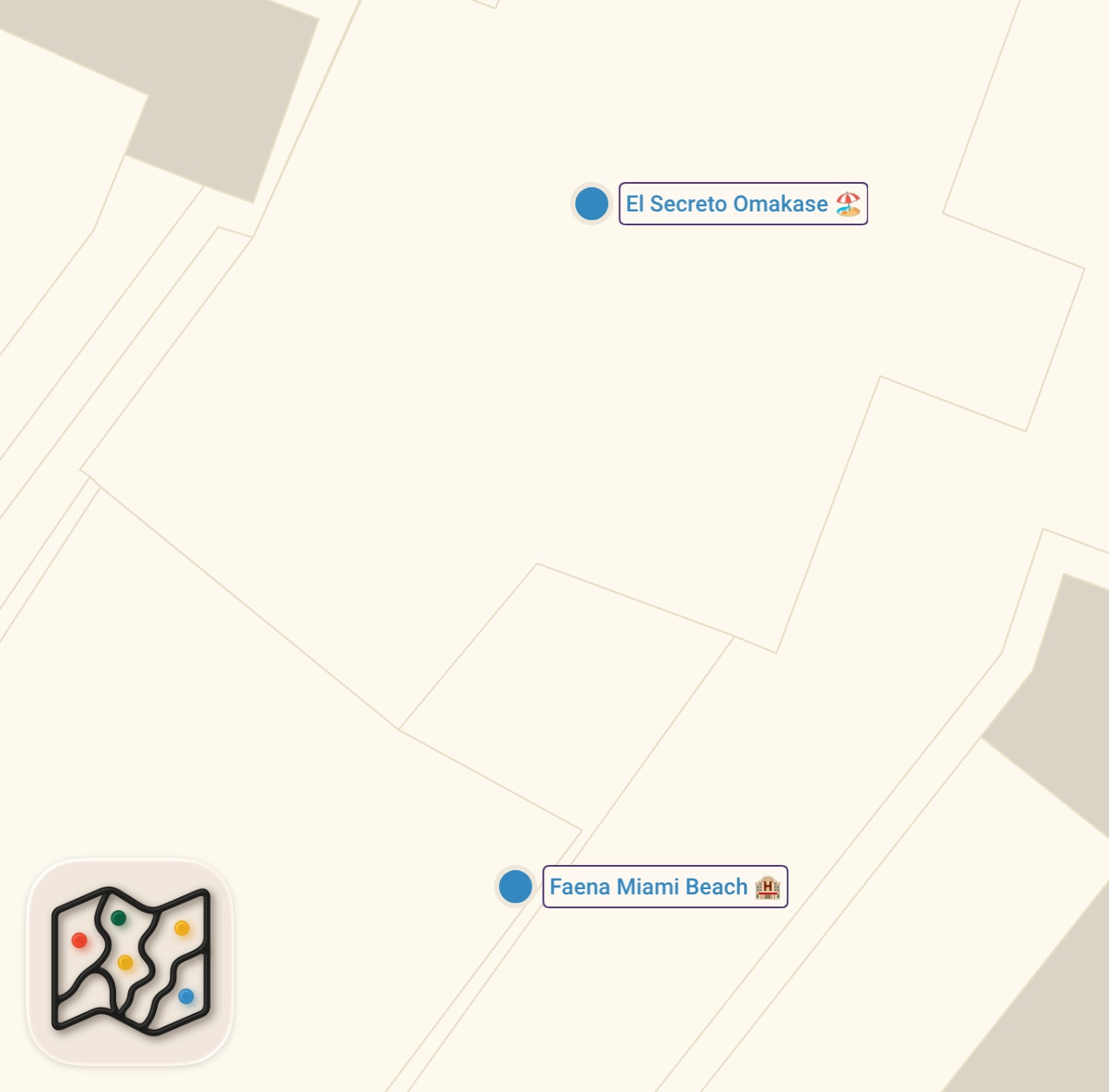 Map of 2 spots from Discovering an ULTRA-EXCLUSIVE 6-seat SPEAKEASY OMAKASE | El Secreto, Miami