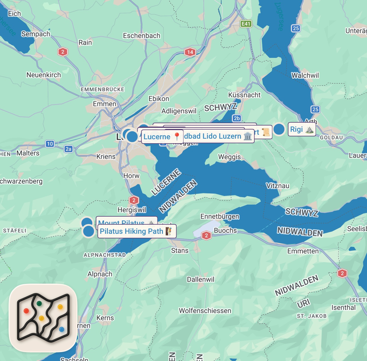 Map preview for TOP 10 LUZERN | Die besten Sehenswürdigkeiten & Tipps für deinen Urlaub
