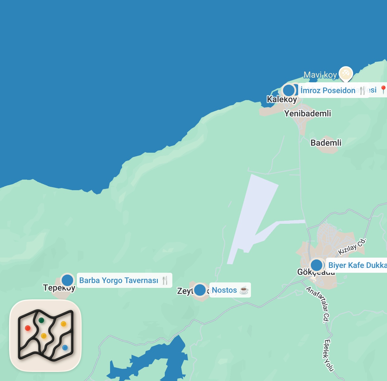 Map preview for GÖKÇEADA LEZZETLERİ (Sirken otu kavurması, çam mantarı, balık simidi) - Ayaküstü Lezzetler