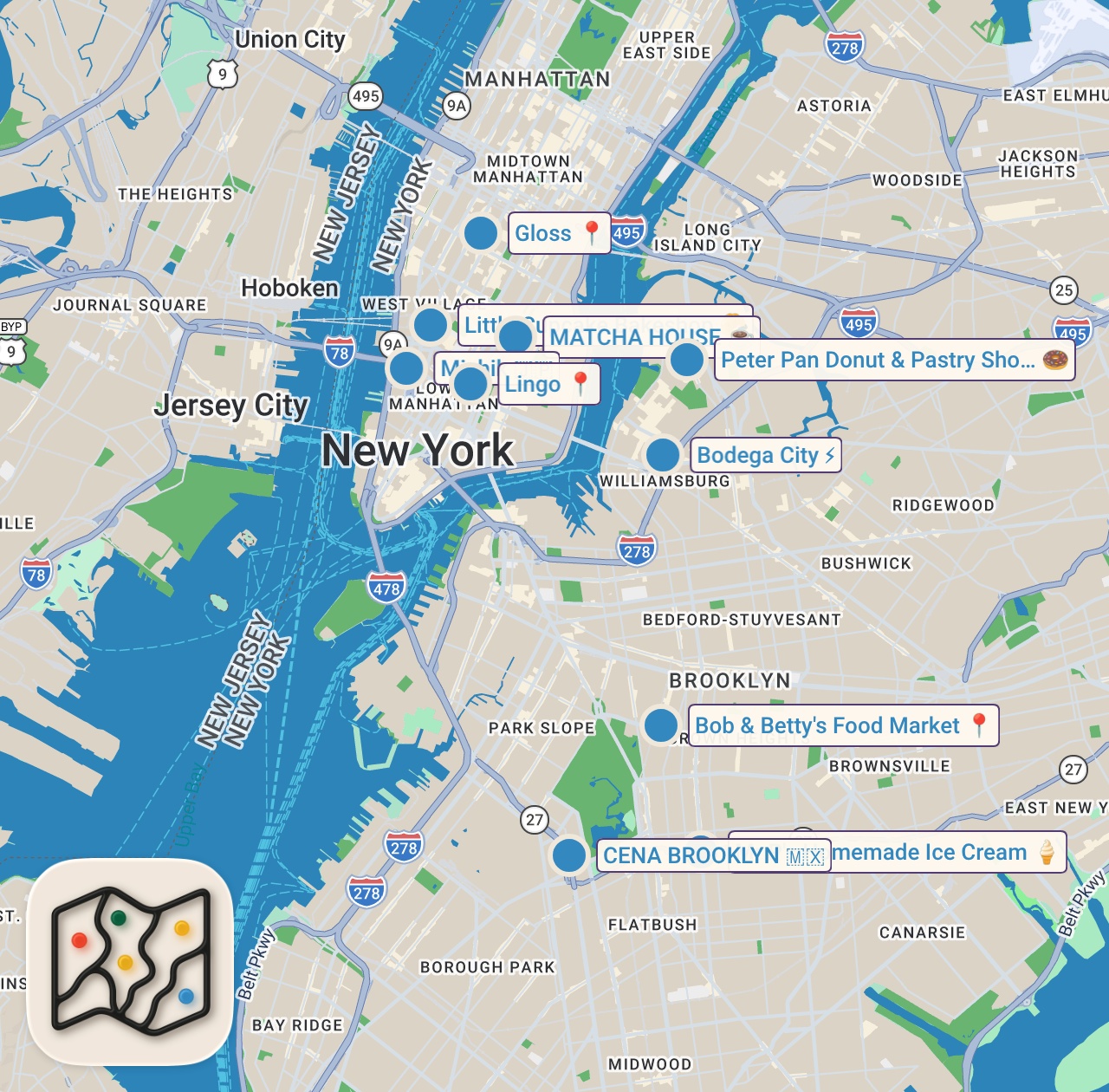 Map of 10 spots from Try these summer desserts #food