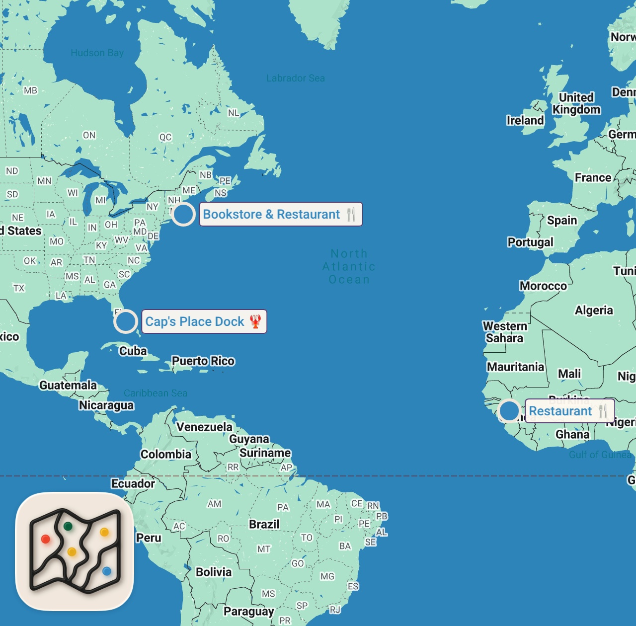 Map of 3 spots from Eating At The Weirdest Themed Restaurants For 24 Hours (South Florida)