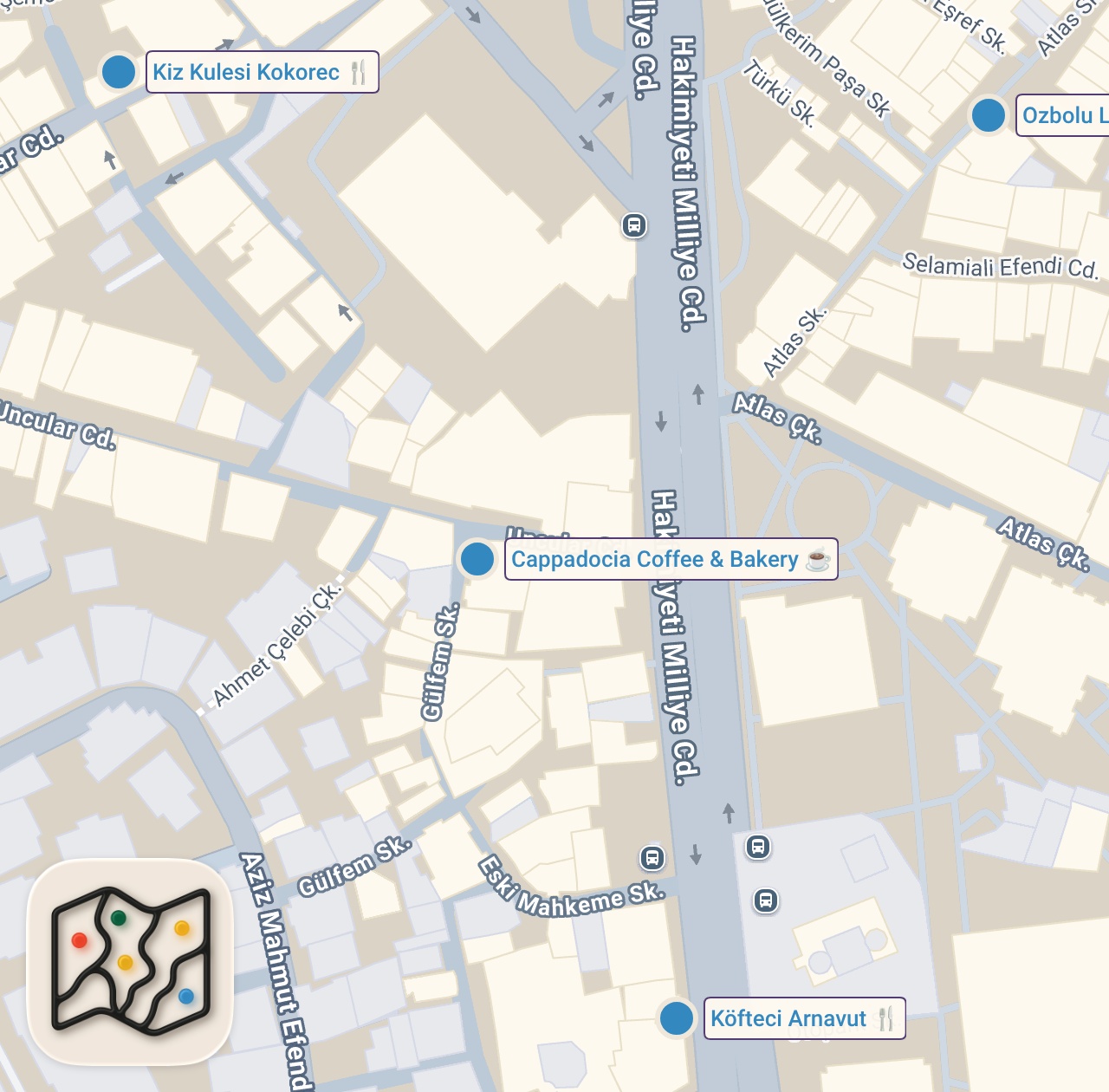 Map preview for LEZZETİN PEŞİNDE "ÜSKÜDAR 2" / (Gizli köfteci, Bolulu Esnaf Lokantası, Adanalı Adanası, Türk Rüyası)