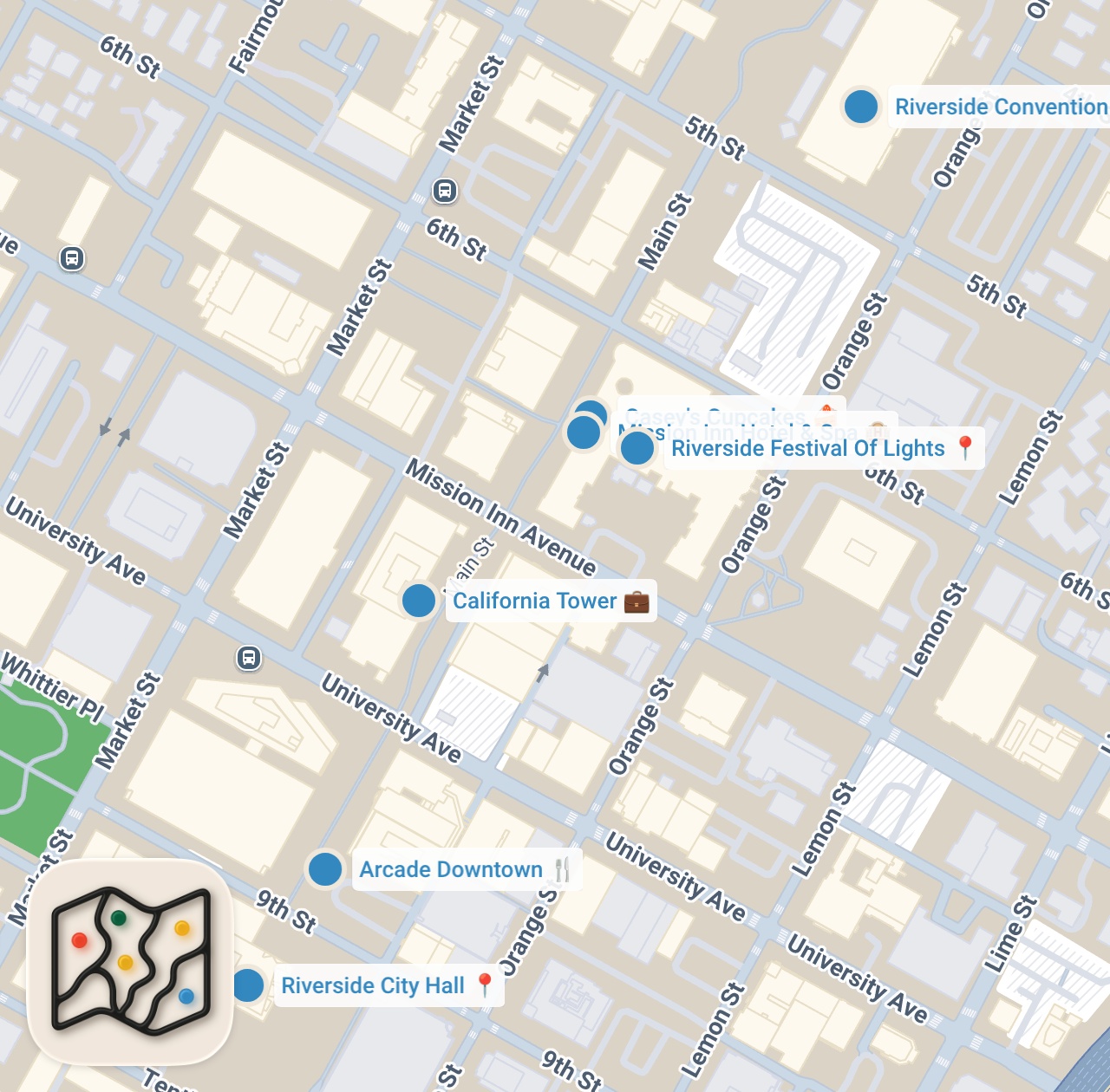 Map preview for Mission Inn Festival of Lights 2025 (One of the USA's Best Christmas Light Displays)