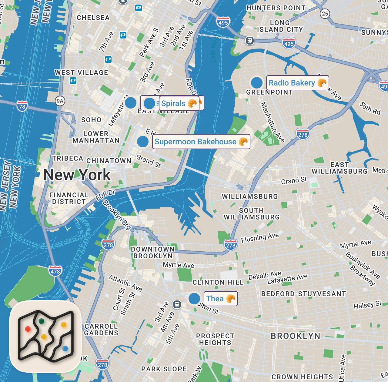 Map of 5 spots from Trying The BEST VIRAL Bakeries in New York City
