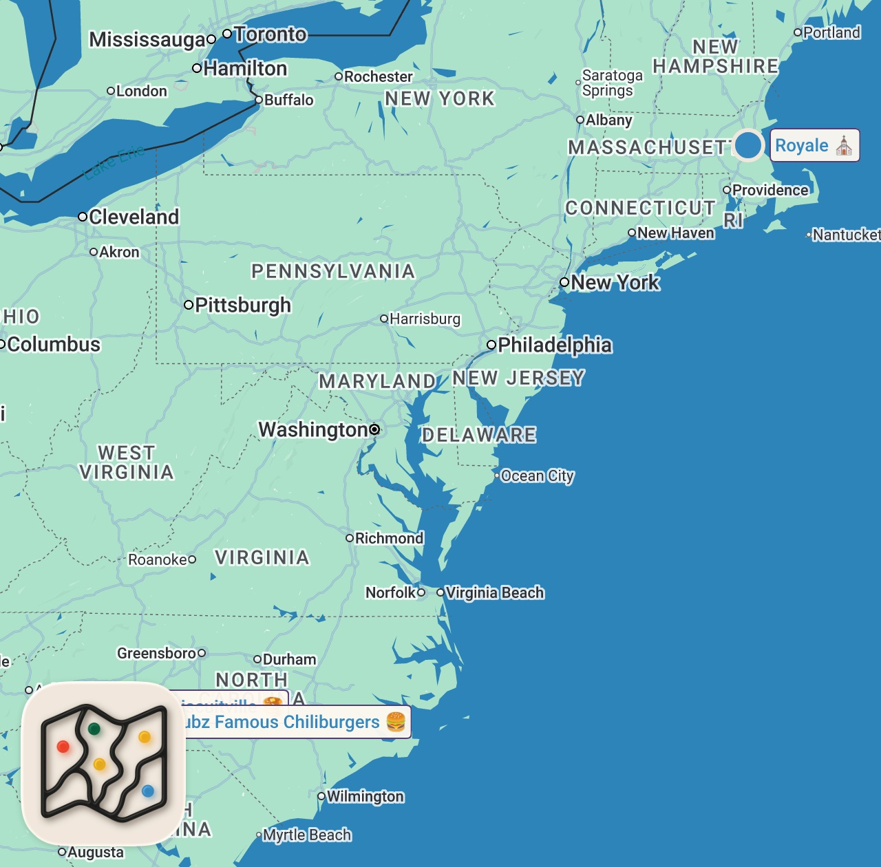 Map of 3 spots from Eating at Fast Food Restaurants I've NEVER Heard Of (North Carolina)