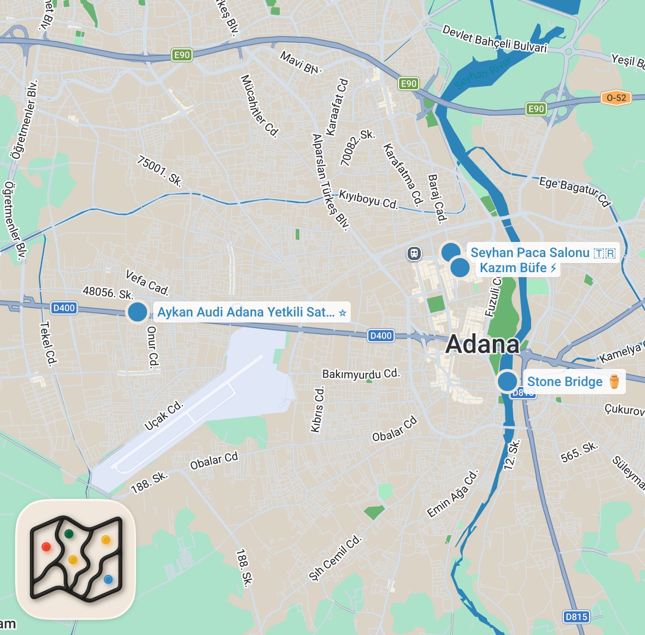 Map preview for KAHKAHA ADAM İLE ADANA’DA GECE NE YENİR? 