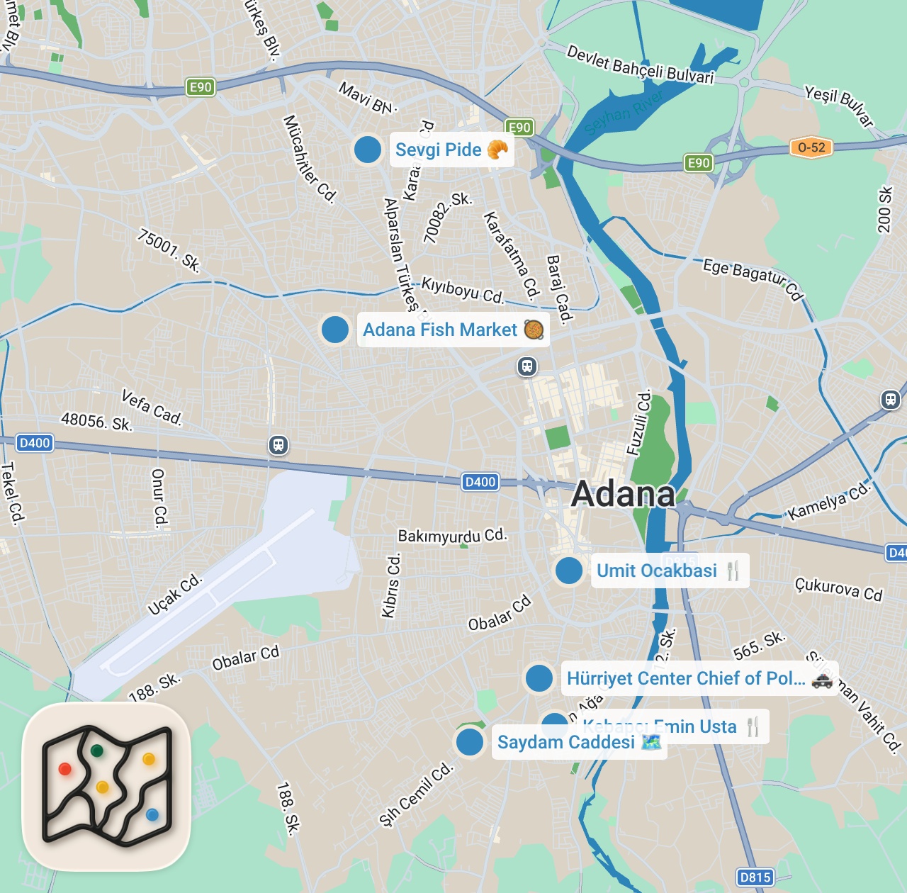 Map preview for SADECE ADANA'DA YİYEBİLECEĞİNİZ ENTERASAN DÜRÜMLER!