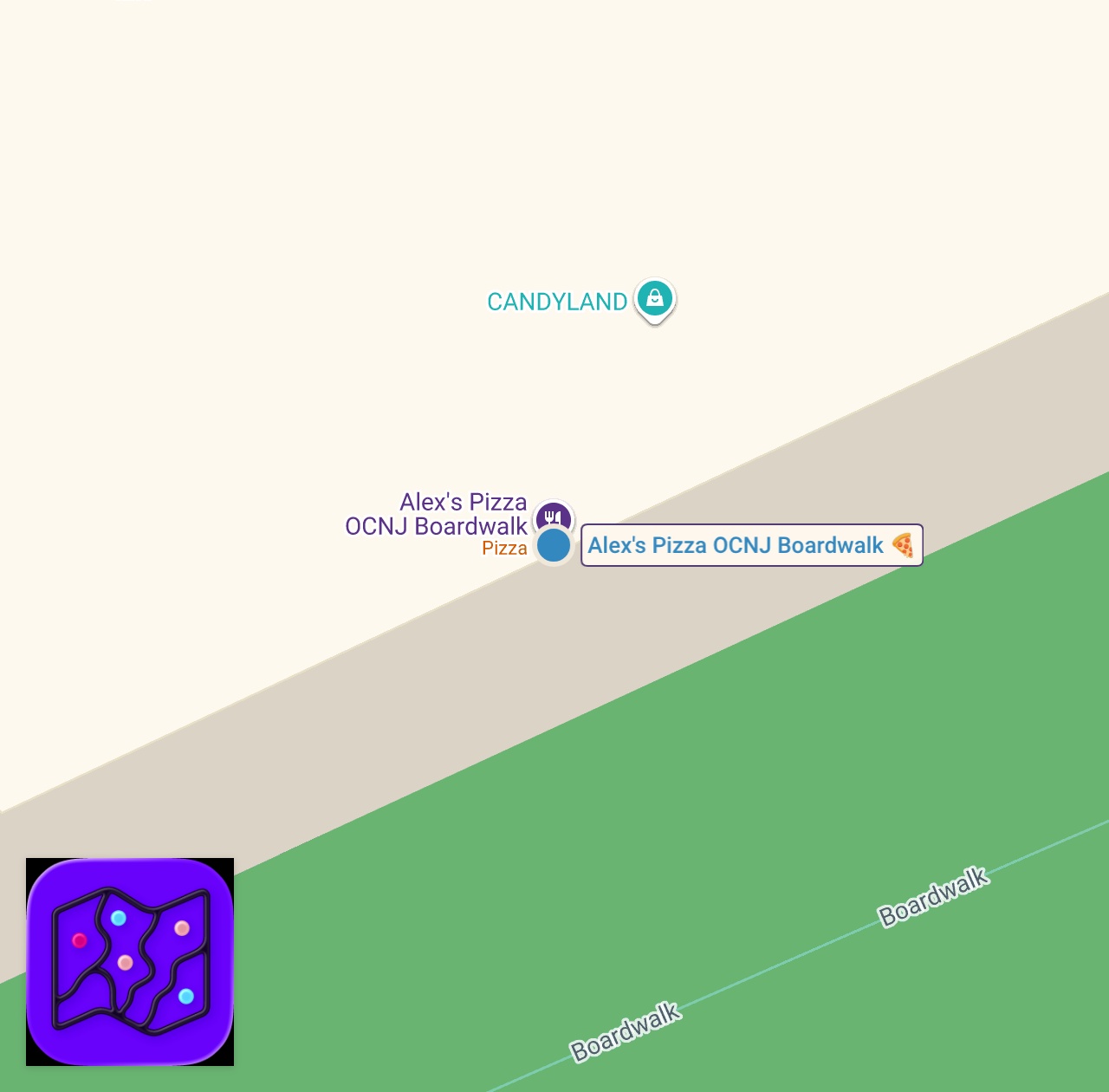 Map of 1 spots from Trying SUPPOSEDLY the best new pizza in OC boardwalk! 🌊🔥👀 @alexspizzaocnj