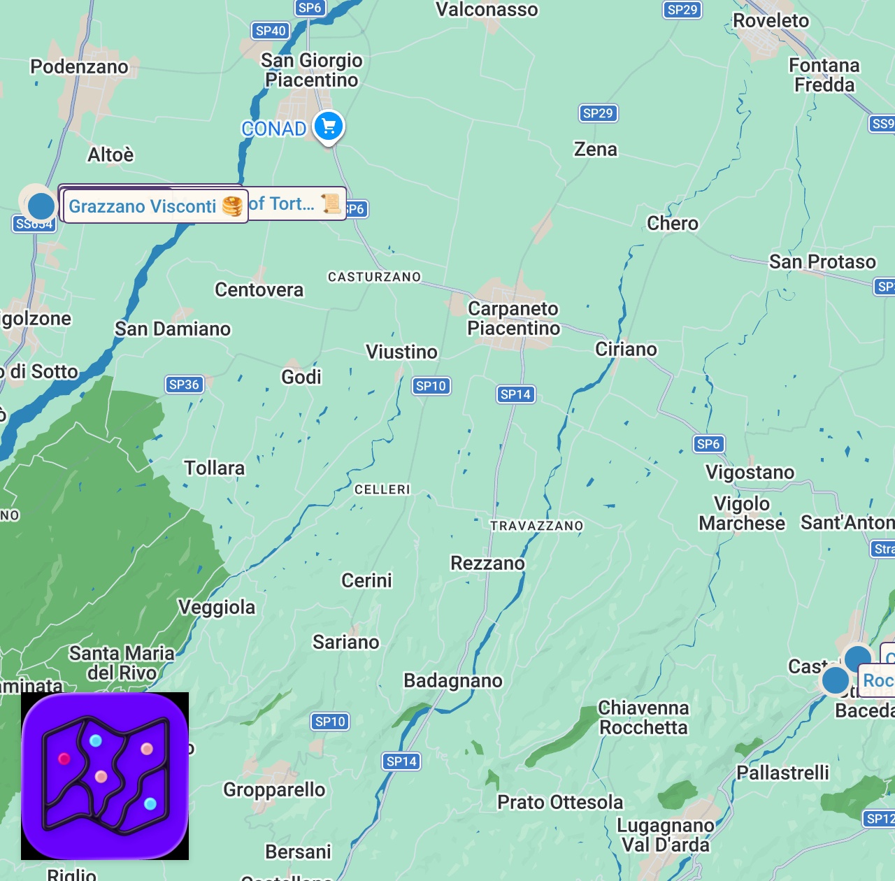 Map of 6 spots from La Gita fuori porta più BELLA d'Italia? Grazzano Visconti e Castell'Arquato!