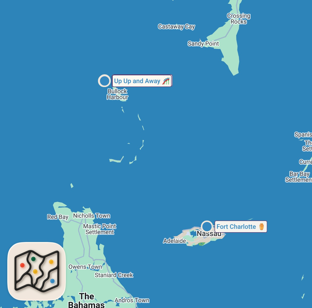 Map of 7 spots from Perfect Day in Paradise | Exploring the Bahamas