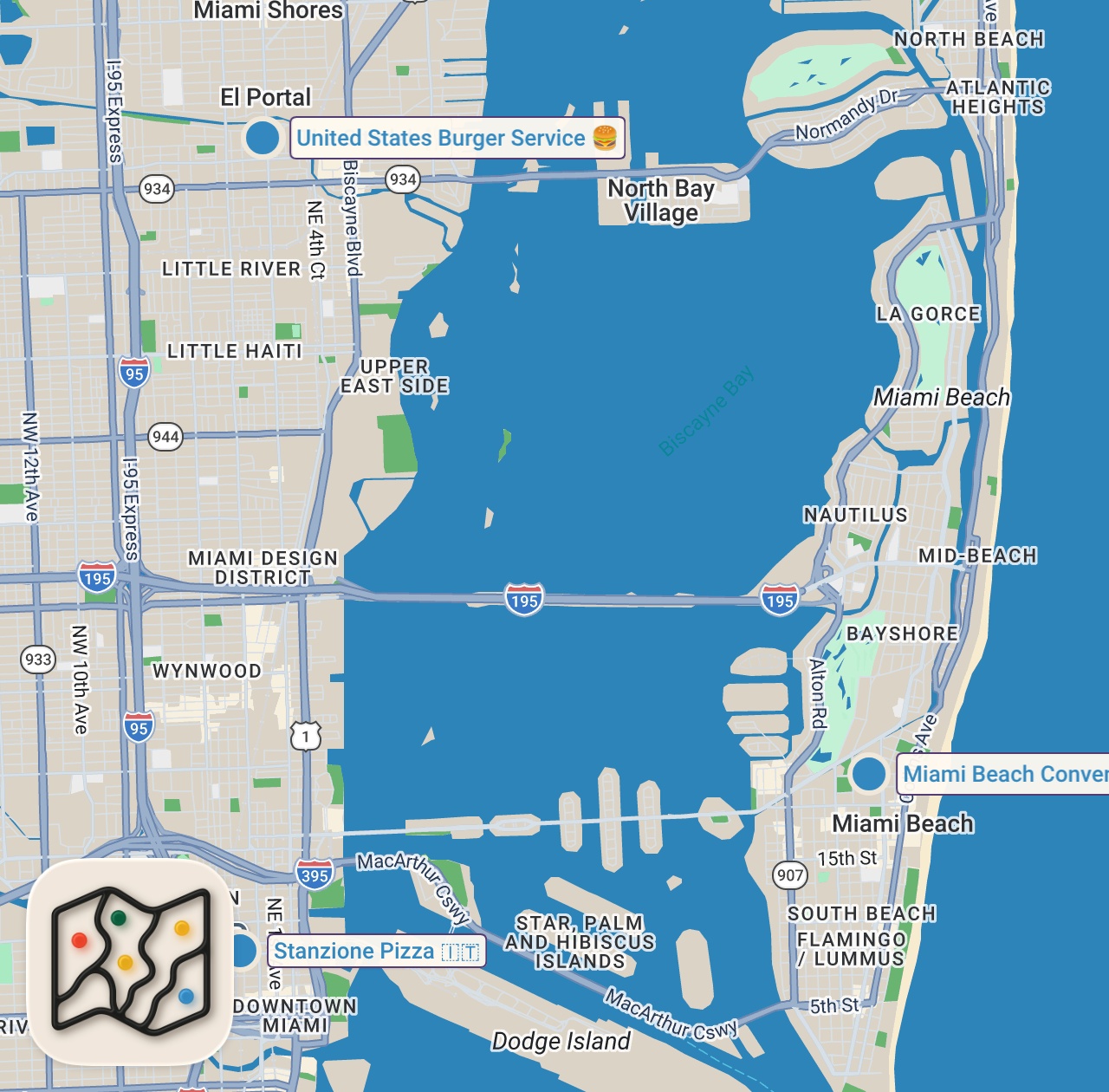 Map of 4 spots from Eating at VIRAL Miami Food Court! ($100 challenge)