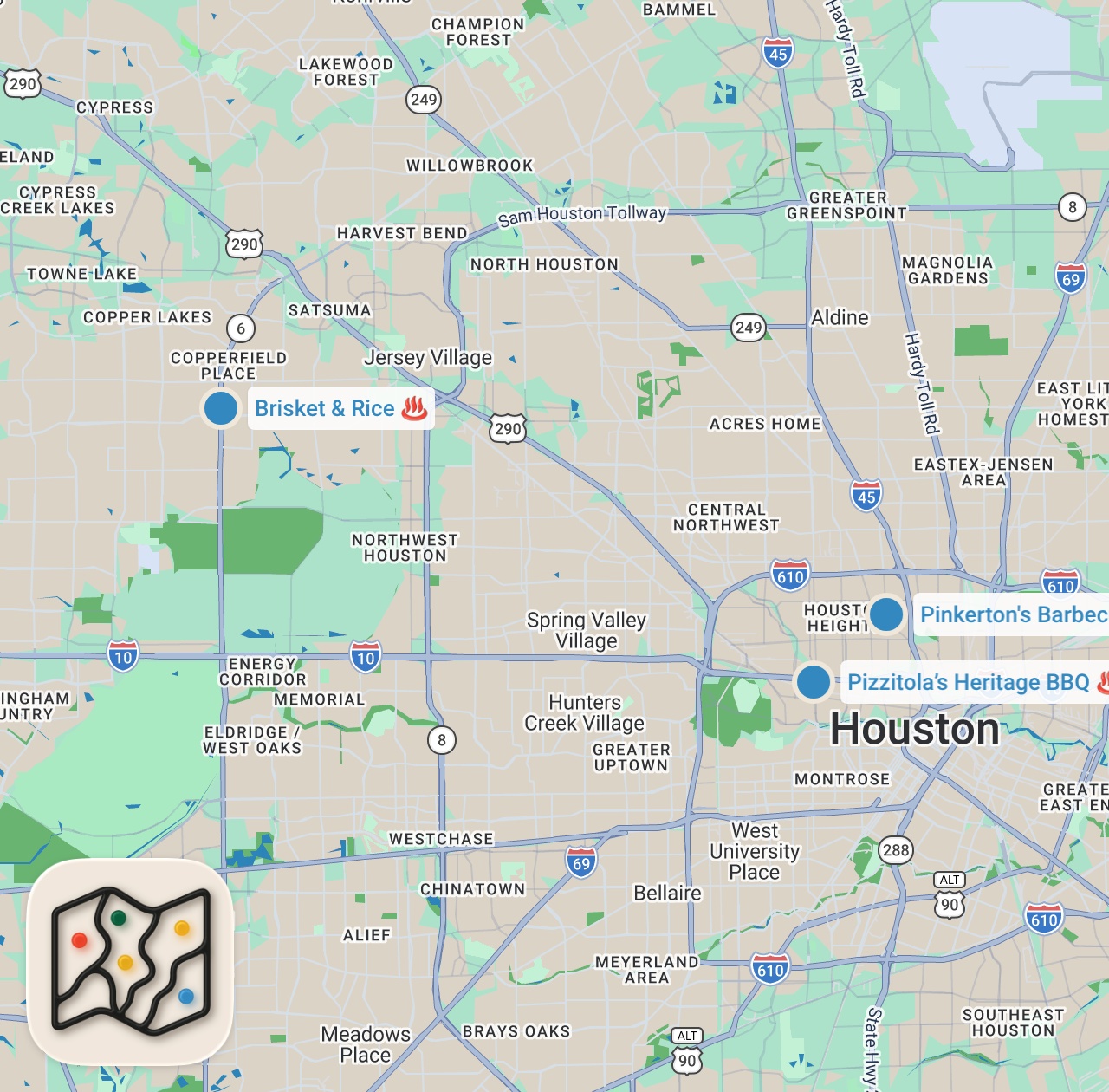 Map preview for I Tried the Best Texas BBQ in Houston!! (Criminally Underrated)
