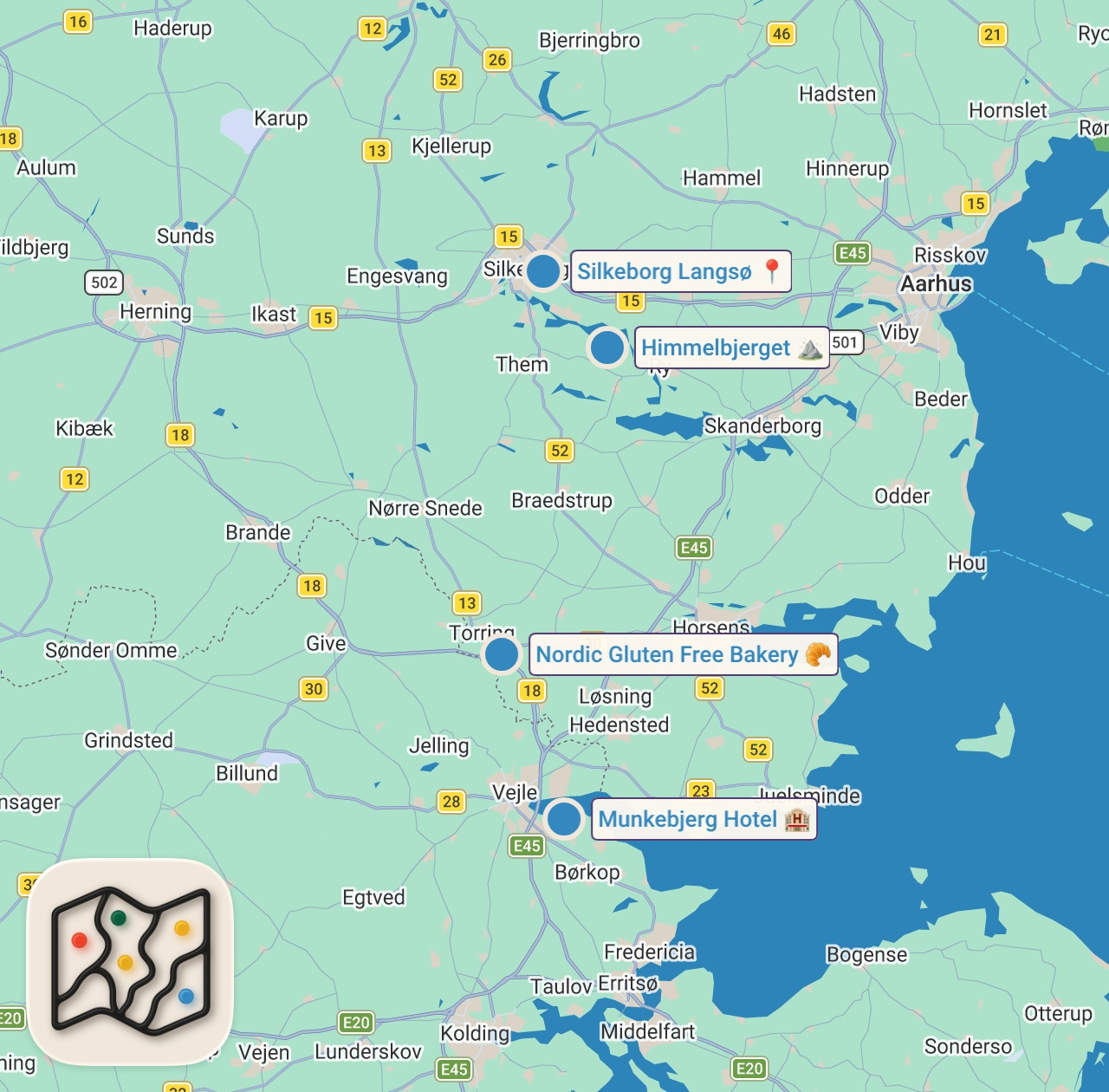 Map of 4 spots from Bikepacking The World's Most Bike Friendly Country Wasn't What We Expected