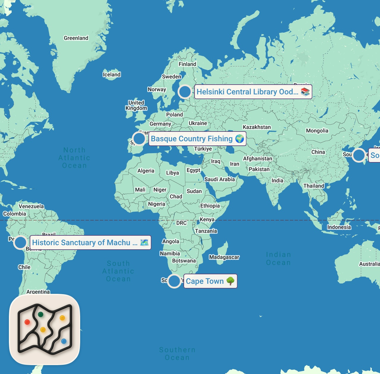 Map of 5 spots from Laos Top Travel Street Food Guide
