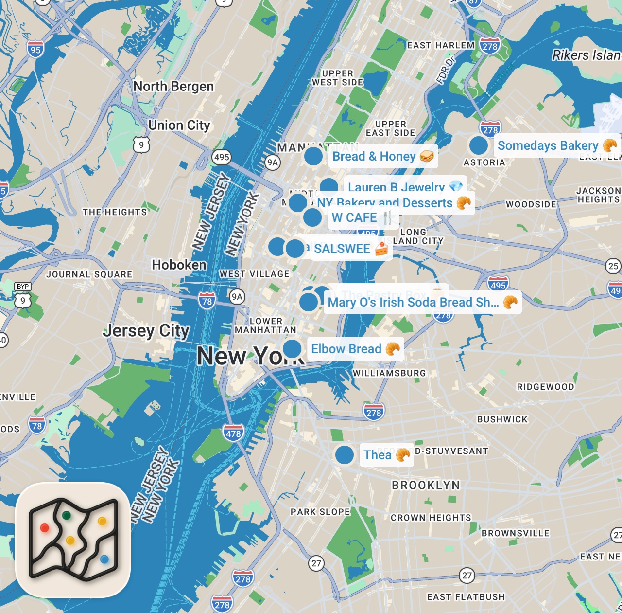 Map preview for Top 10 new bakeries in nyc from 2024!!!! #nyc #foodie #nycfoodies