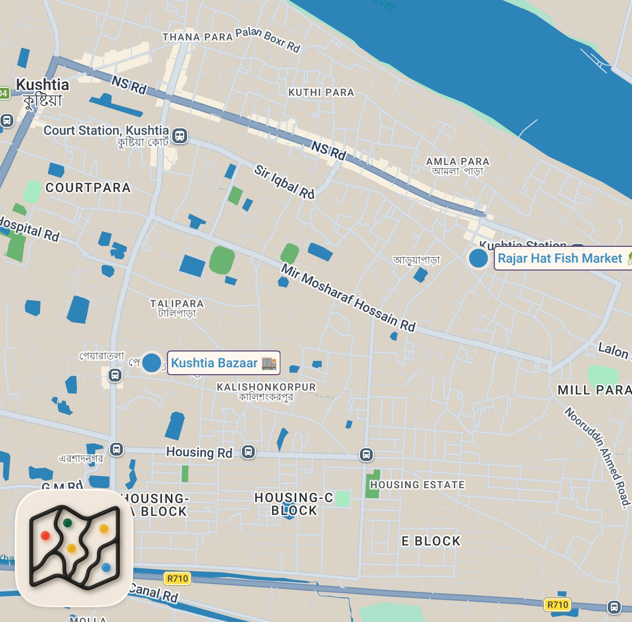 Map of 2 spots from 16 Hours Eating Fish!! EXTREME BANGLADESHI FOOD - Market Tour + Home Cooking in Bangladesh!!