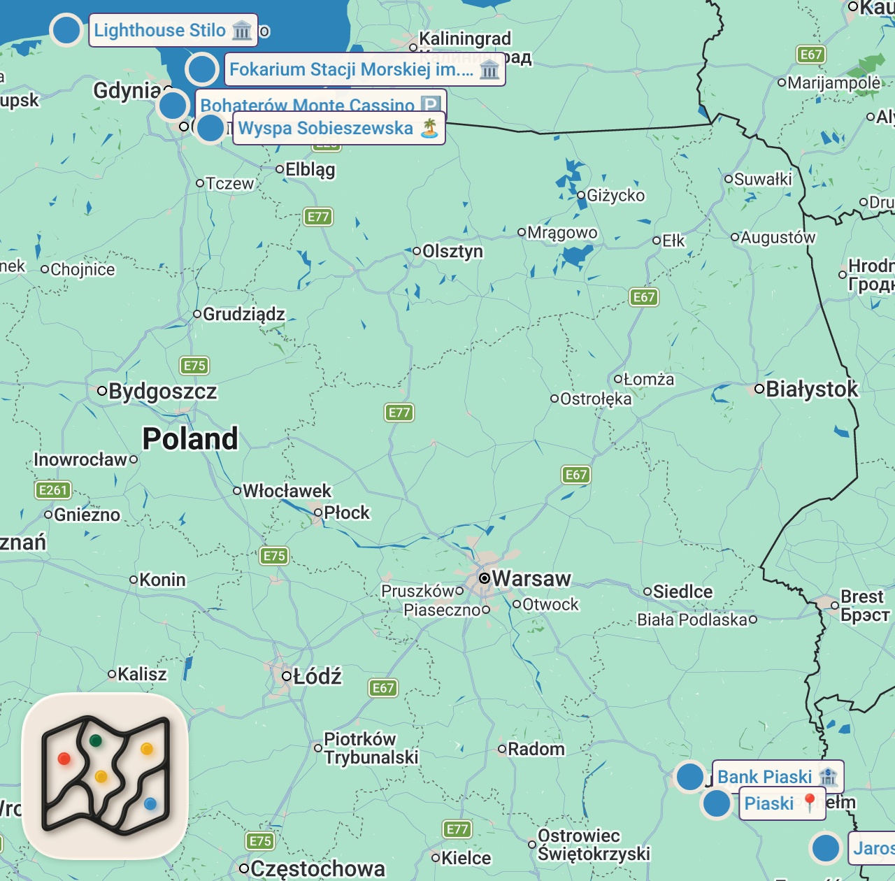 Map of 8 spots from THE BEST BEACHES ON THE POLISH SEA. They look amazing!