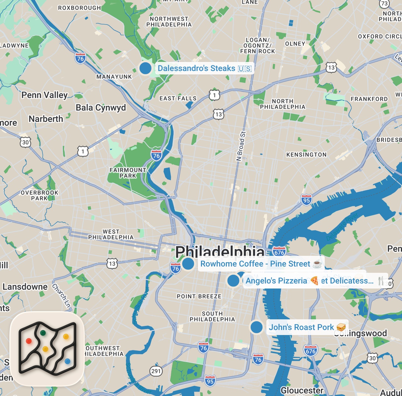 Map preview for 7 MUST EAT Cheesesteaks in Philadelphia | Jeremy Jacobowitz