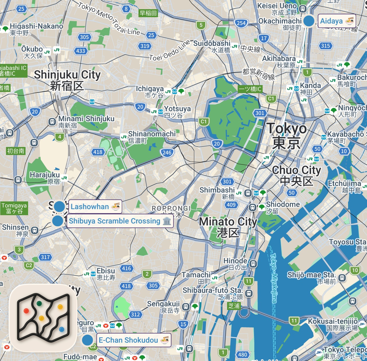 Map of 4 spots from DEATH LEVEL RAMEN in Tokyo!! 🌶️ 💀 w/ Ramen Beast (He's Eaten 4,000 Bowls of Ramen!!)