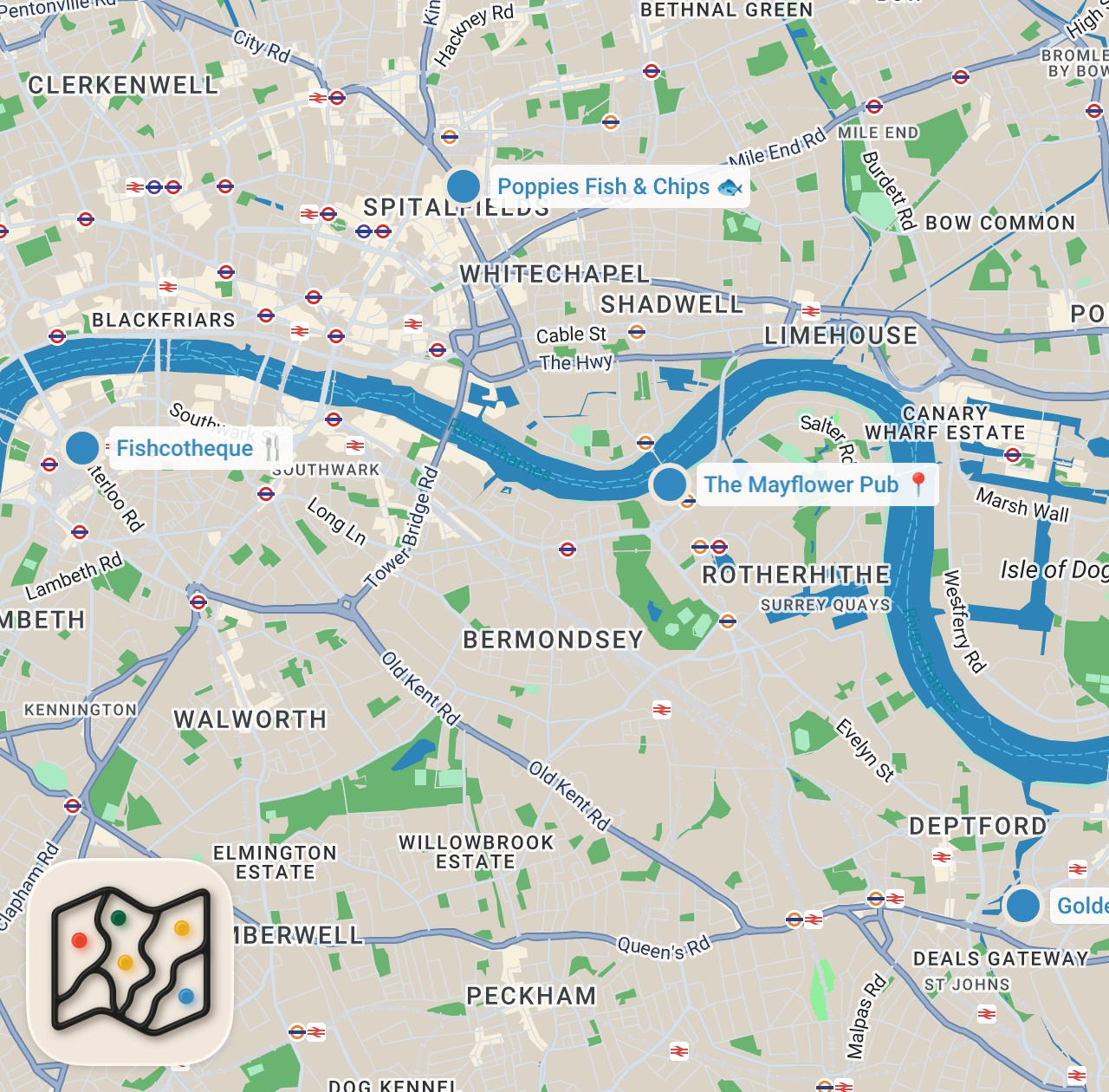 Map preview for Finding The Best Fish And Chips In London | Food Tours | Insider Food