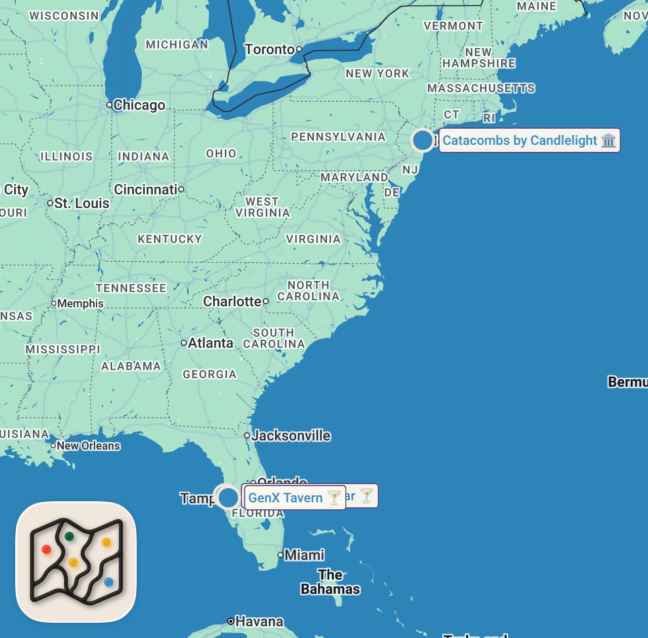 Map preview for Eating at The Weirdest Themed Restaurants For 24 Hours (Tampa, Fl)