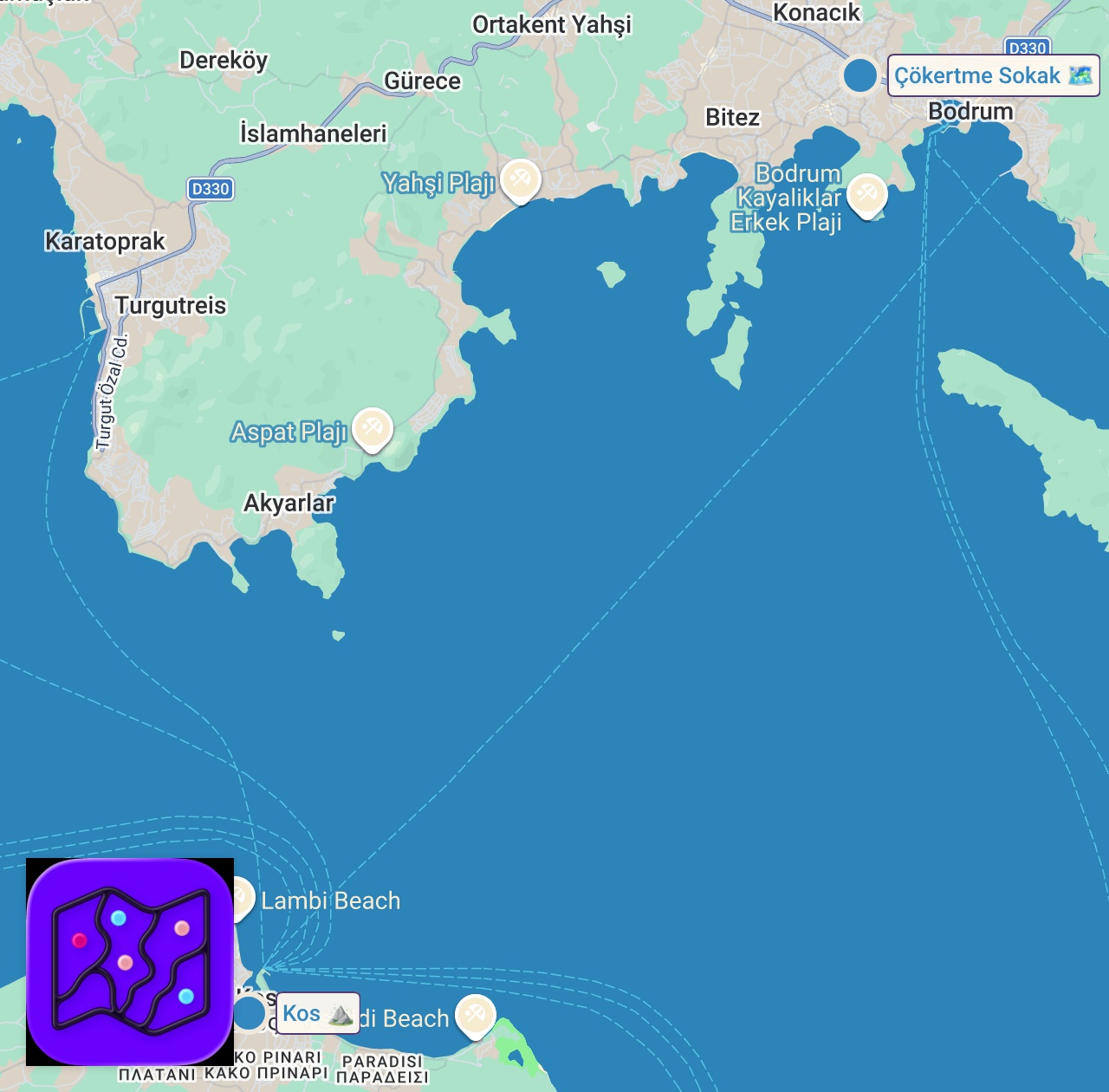 Map of 2 spots from Dillerden düşmeyen türkünün hikayesi #shorts