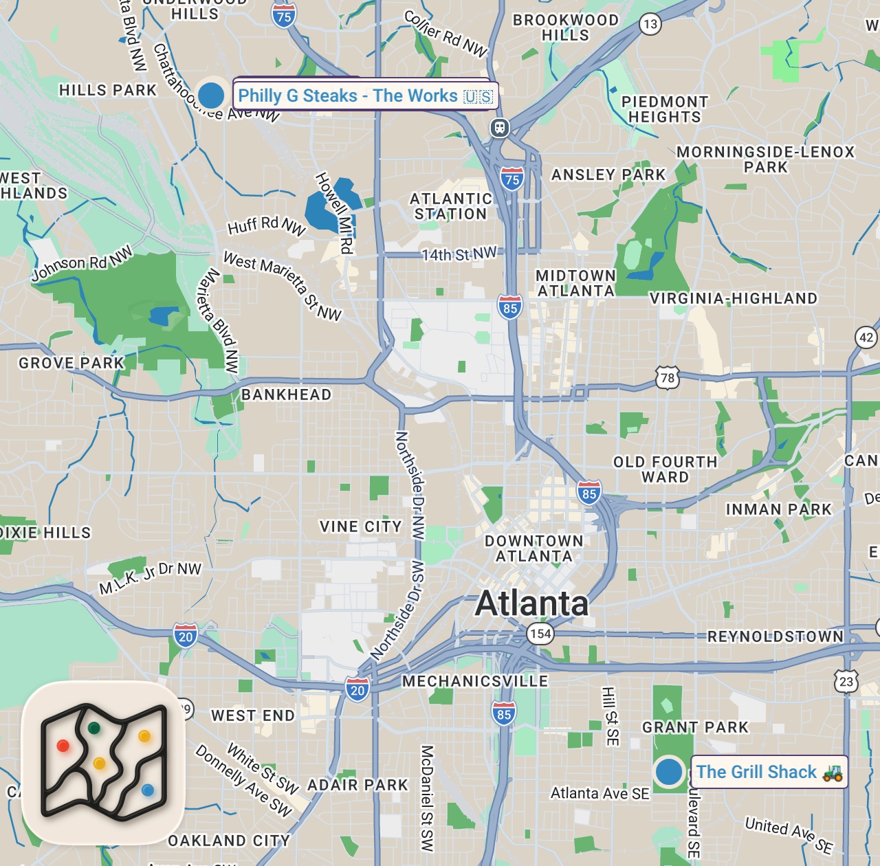 Map preview for Eating at Atlanta's Biggest Food Hall ($100 Budget)