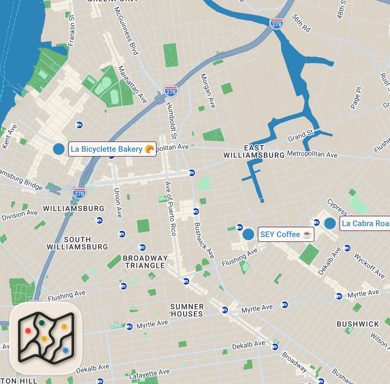 Map preview for FINDING THE BEST COFFEE AND PASTRIES IN ALL OF NYC: THE EXTENDED CUT | FTD