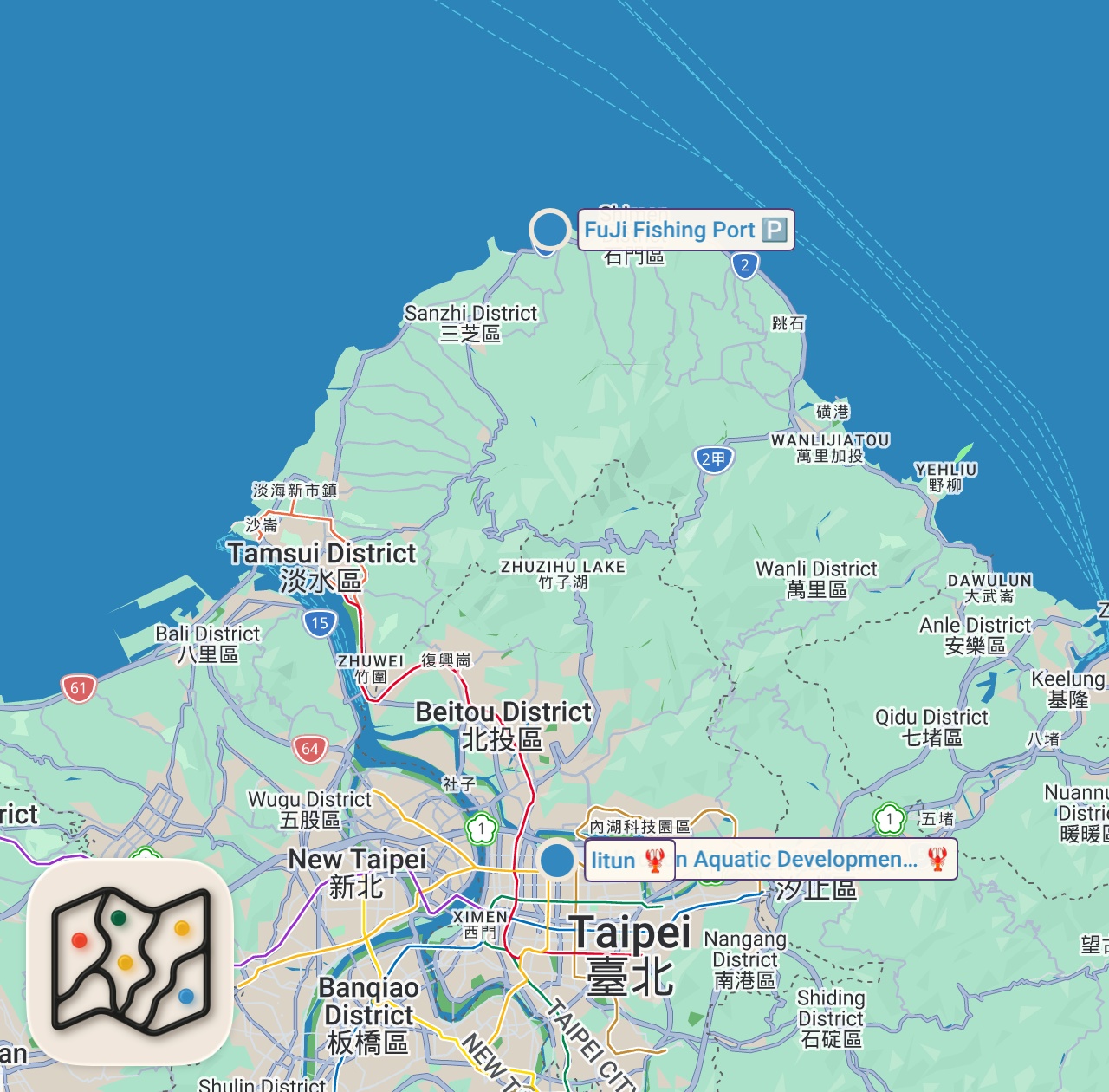 Map preview for BEST Seafood in Taiwan 🇹🇼 HUGE Lobster + TAIPEI Luxury Seafood + EXOTIC Fish Market in Taiwan
