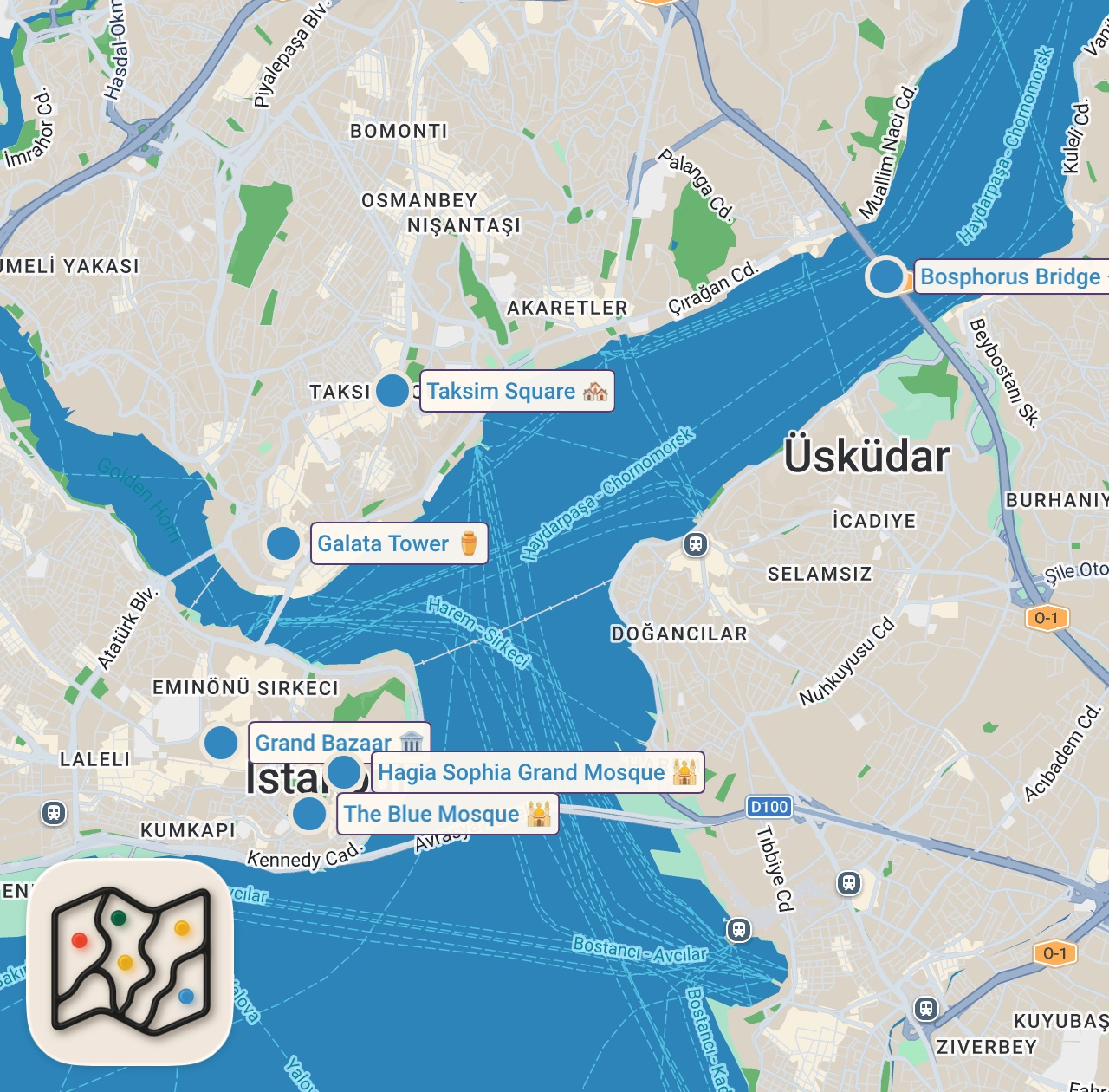 Map of 7 spots from Top 10 Things to Do: Istanbul, Turkey