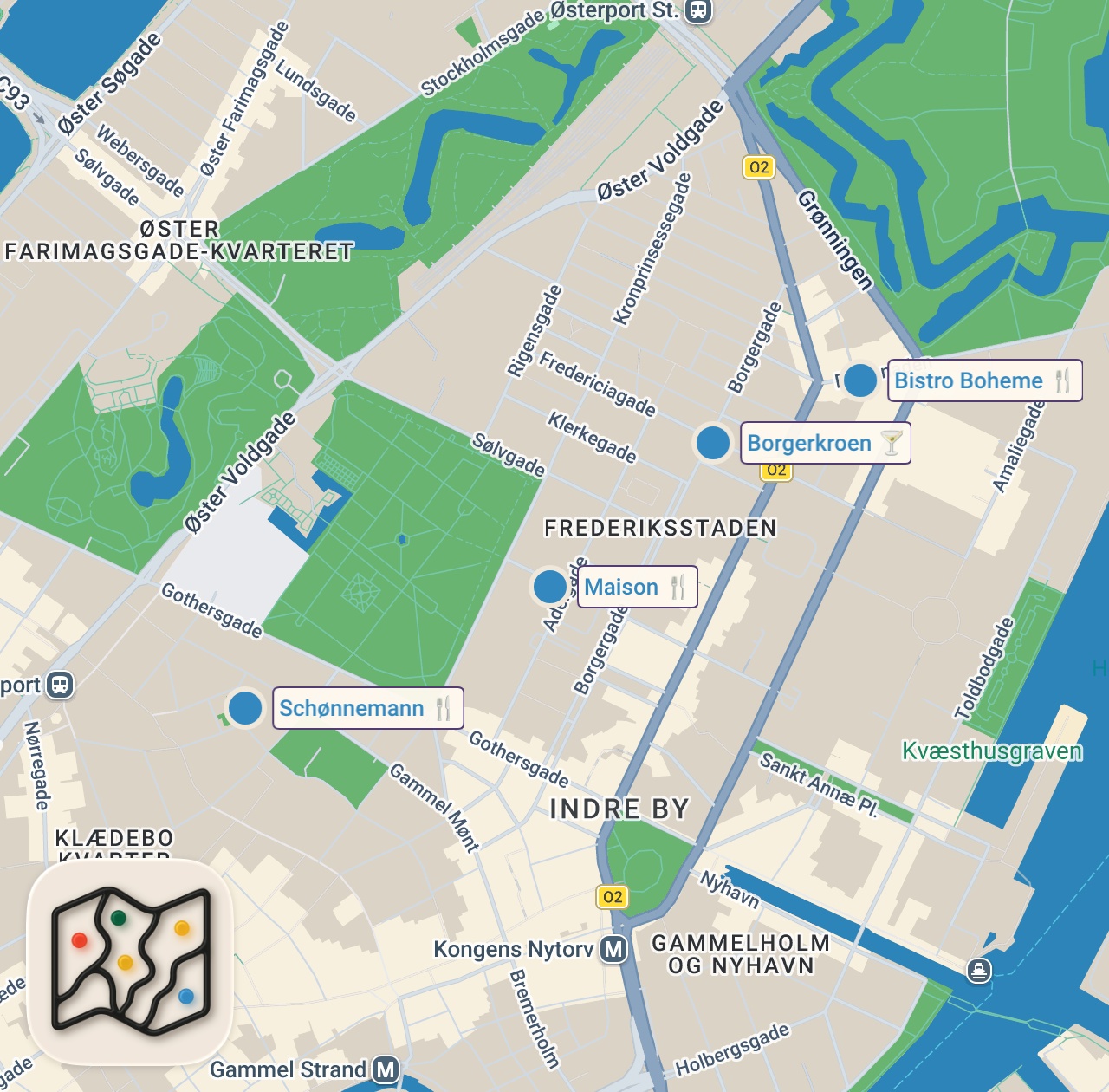Map preview for Kokkenes Guide til København: Fra Frokost Til Natte Fråder