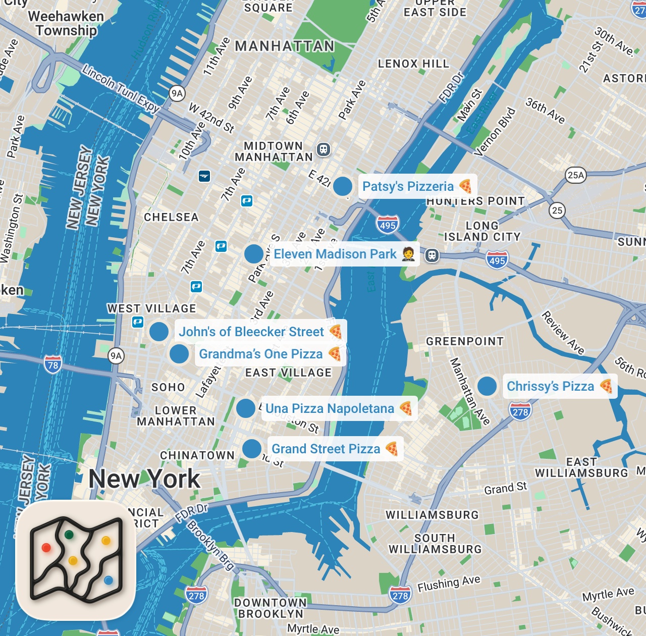 Map preview for I Ate The BEST Pizza in NYC