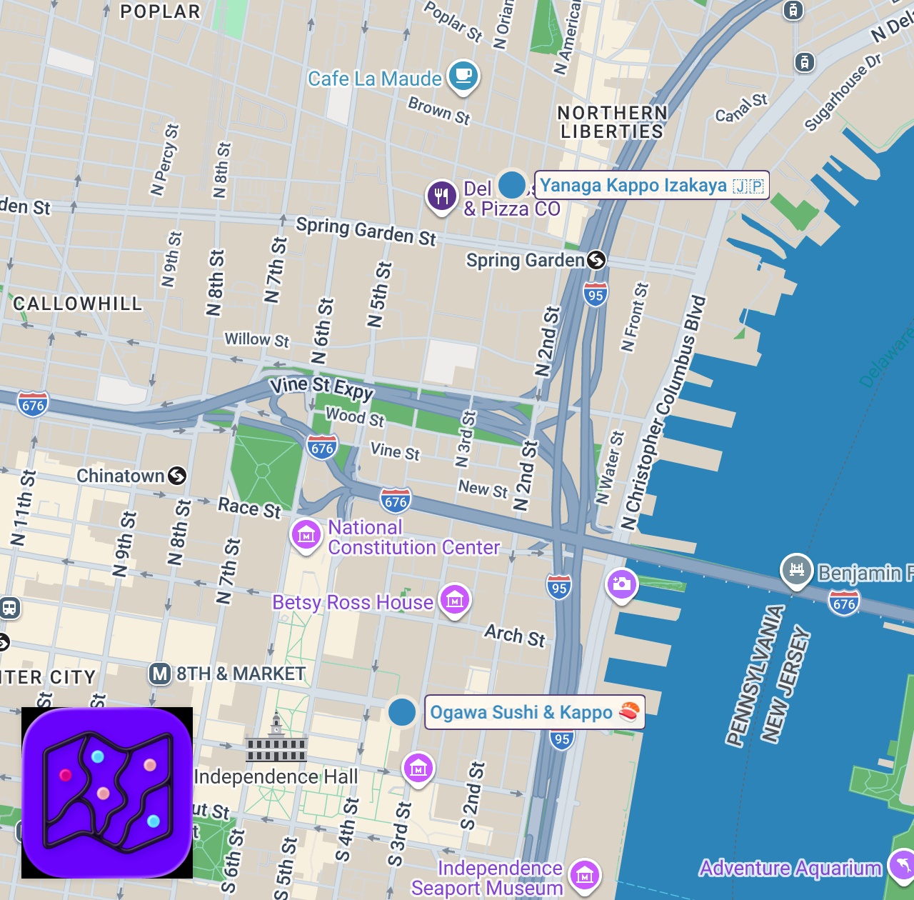 Map of 2 spots from Live 300lb Tuna Cutting Show